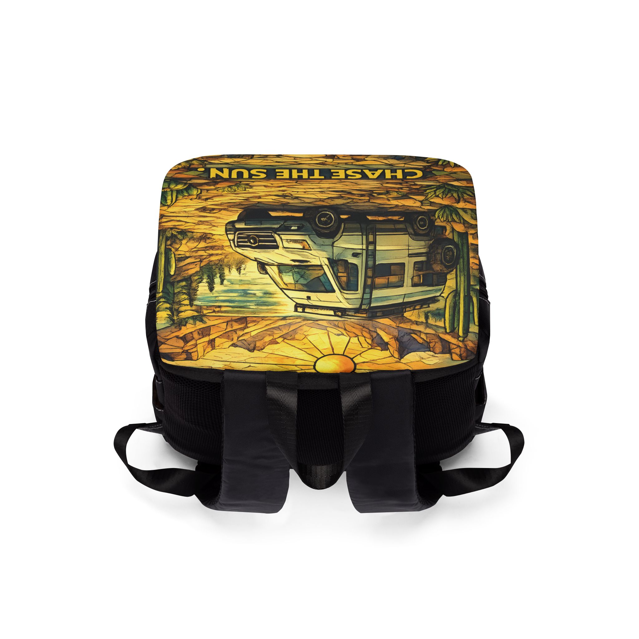 4589248302740710302_2048.jpeg Unisex Casual Shoulder Backpack — "Chase The Sun" Design Cubic-Line
