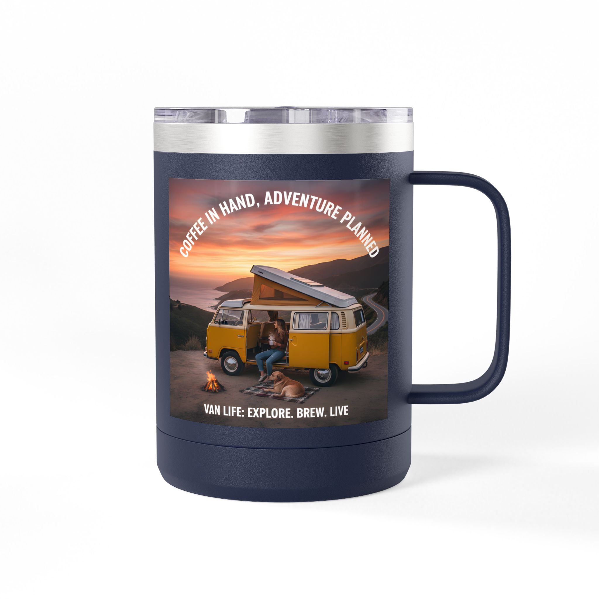 Coffee Mug Tumbler, 15oz — "Coffee in Hand, Adventure Planned"