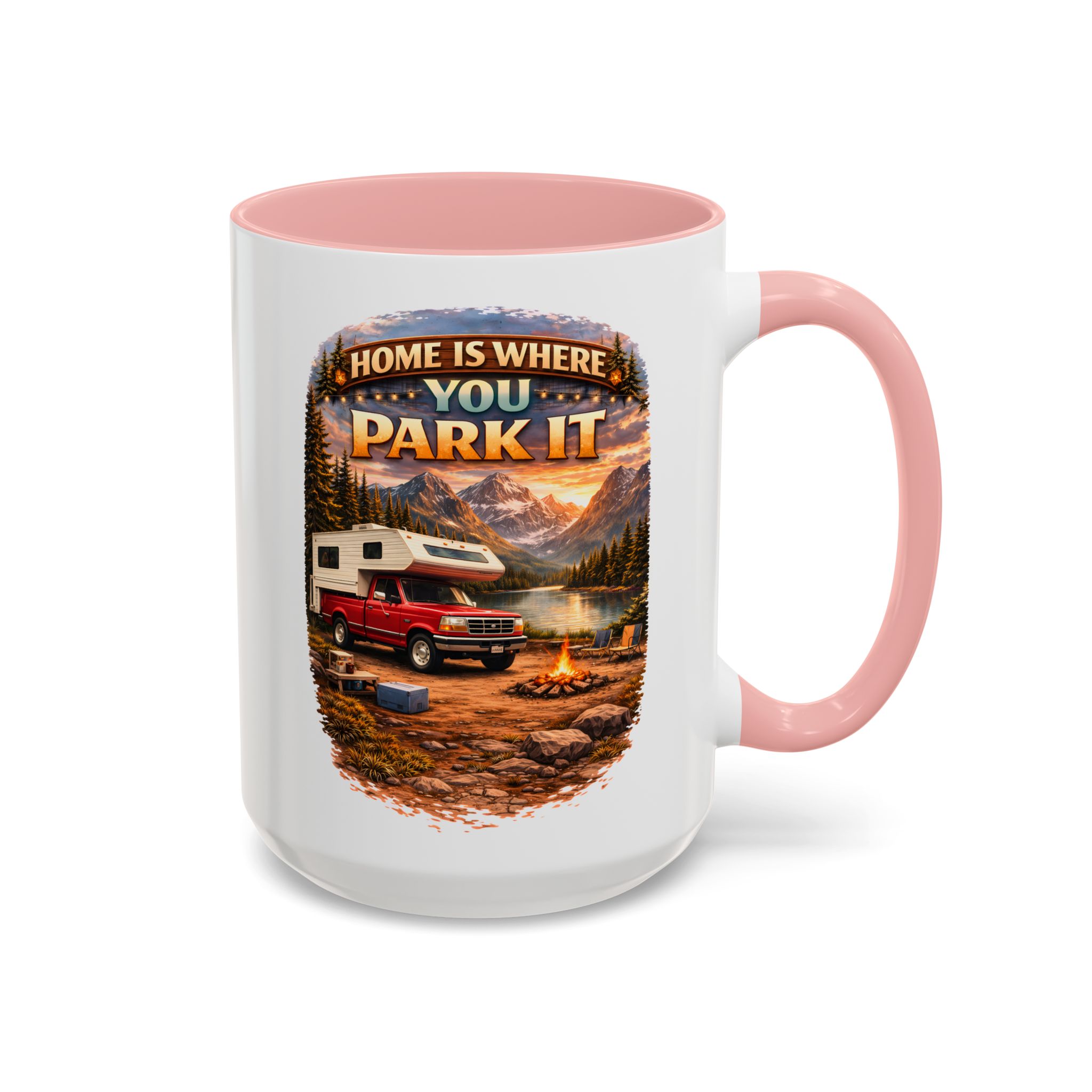 Accent Coffee Mug (11, 15oz) — "Home Is Where You Park It" Design Scenic-Line