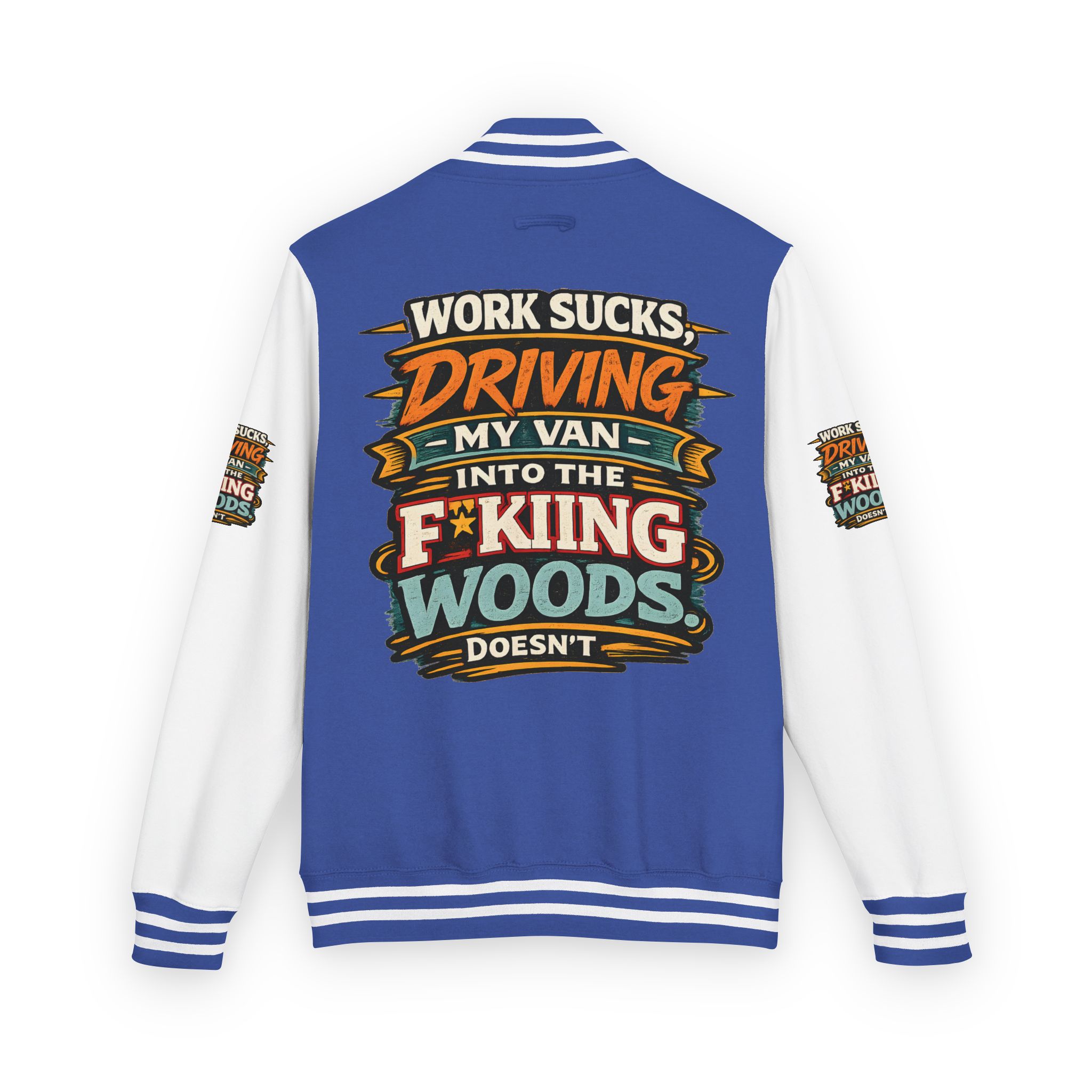 Unisex Heavyweight Letterman Jacket — "Work Sucks" Design F**K-Line