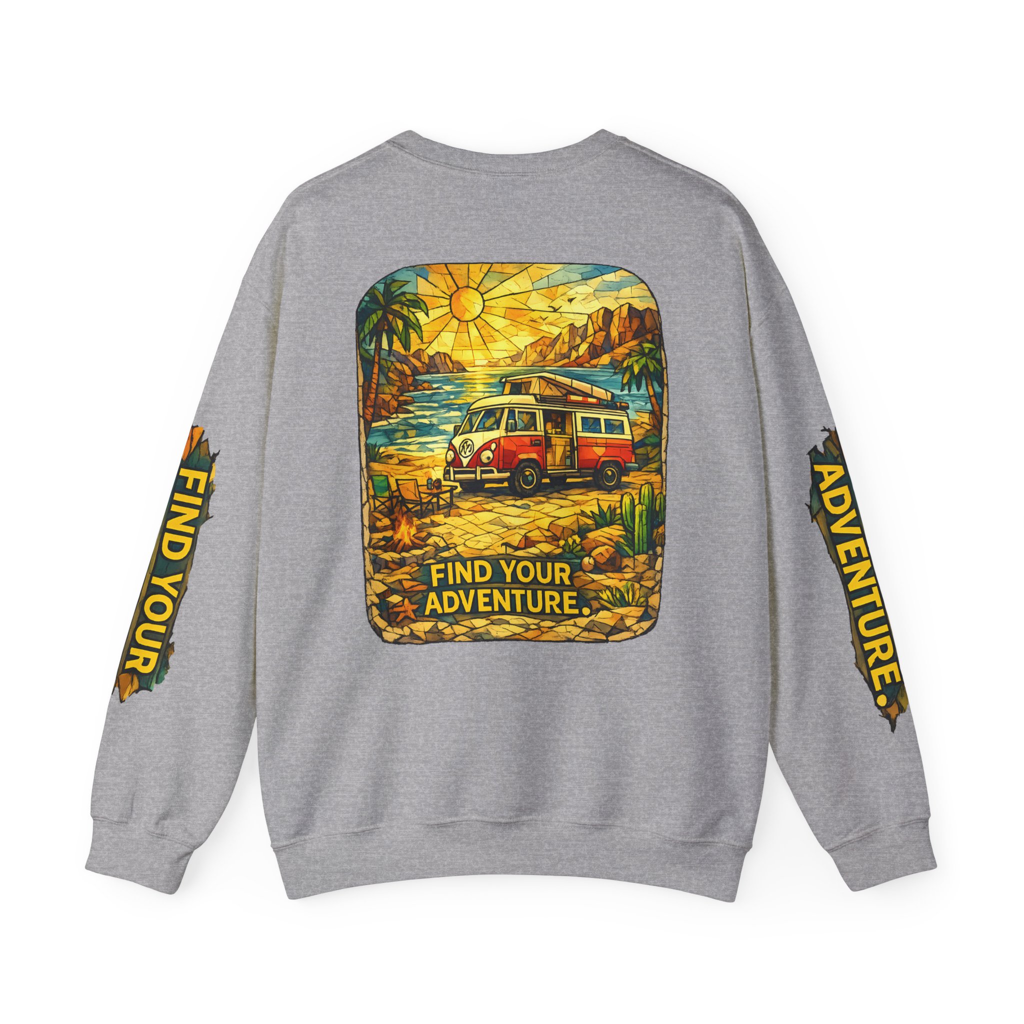 Unisex Heavy Blend™ Crewneck Sweatshirt — "Find Your Adventure" Design Cubic-Line