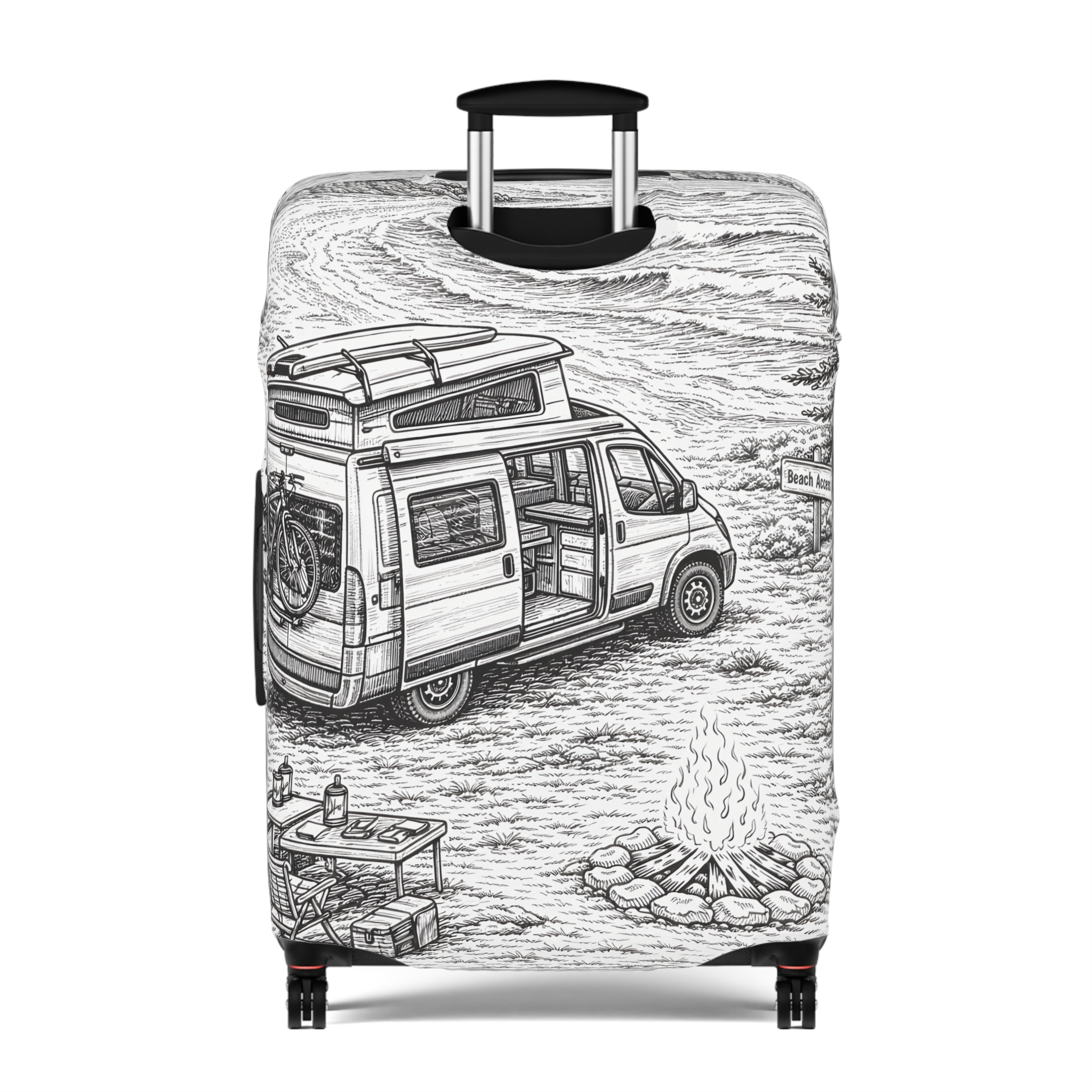 Luggage Cover — Adventure Camper Sketch Travel Suitcase