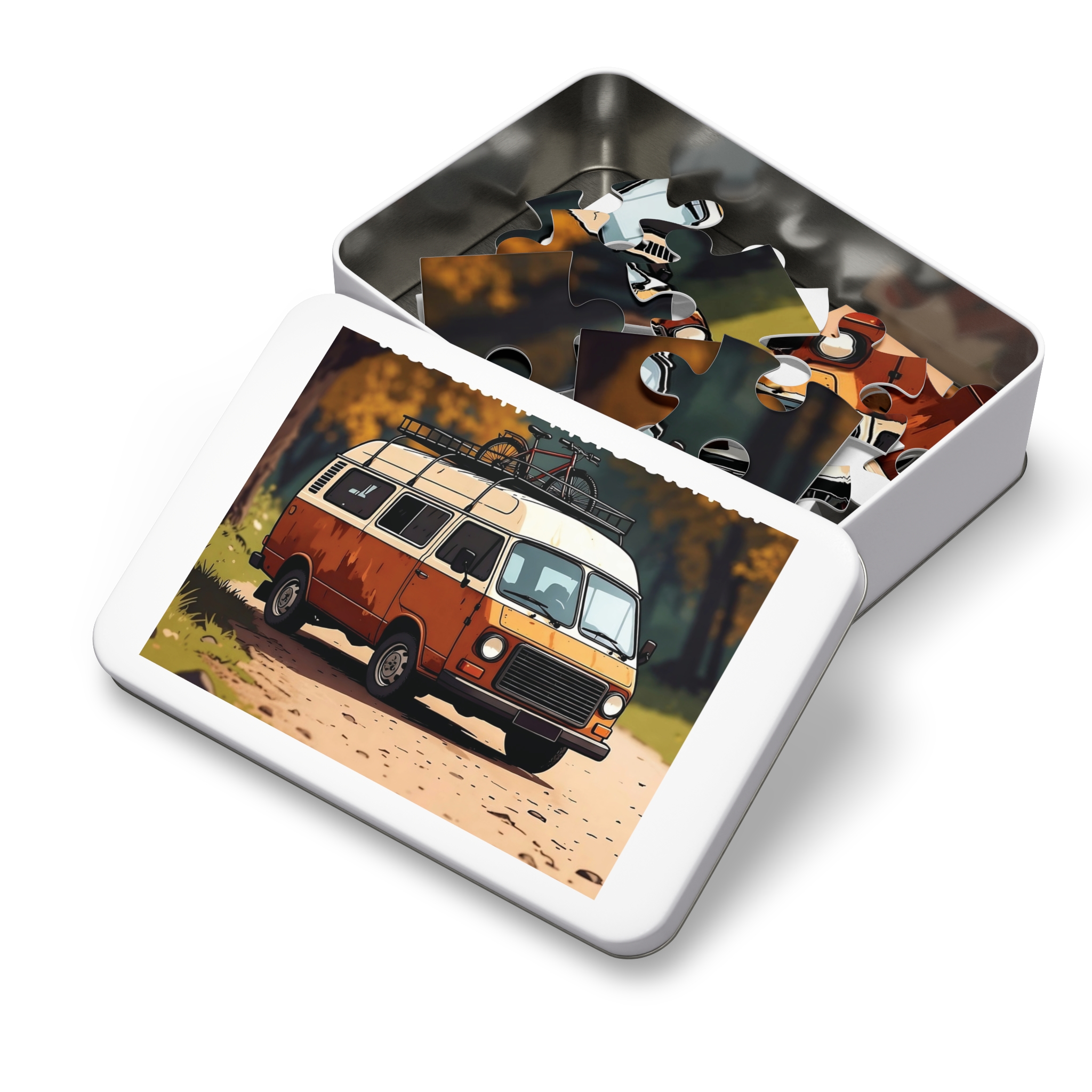 Jigsaw Puzzle with Tin — Scenic Road Trip Puzzle