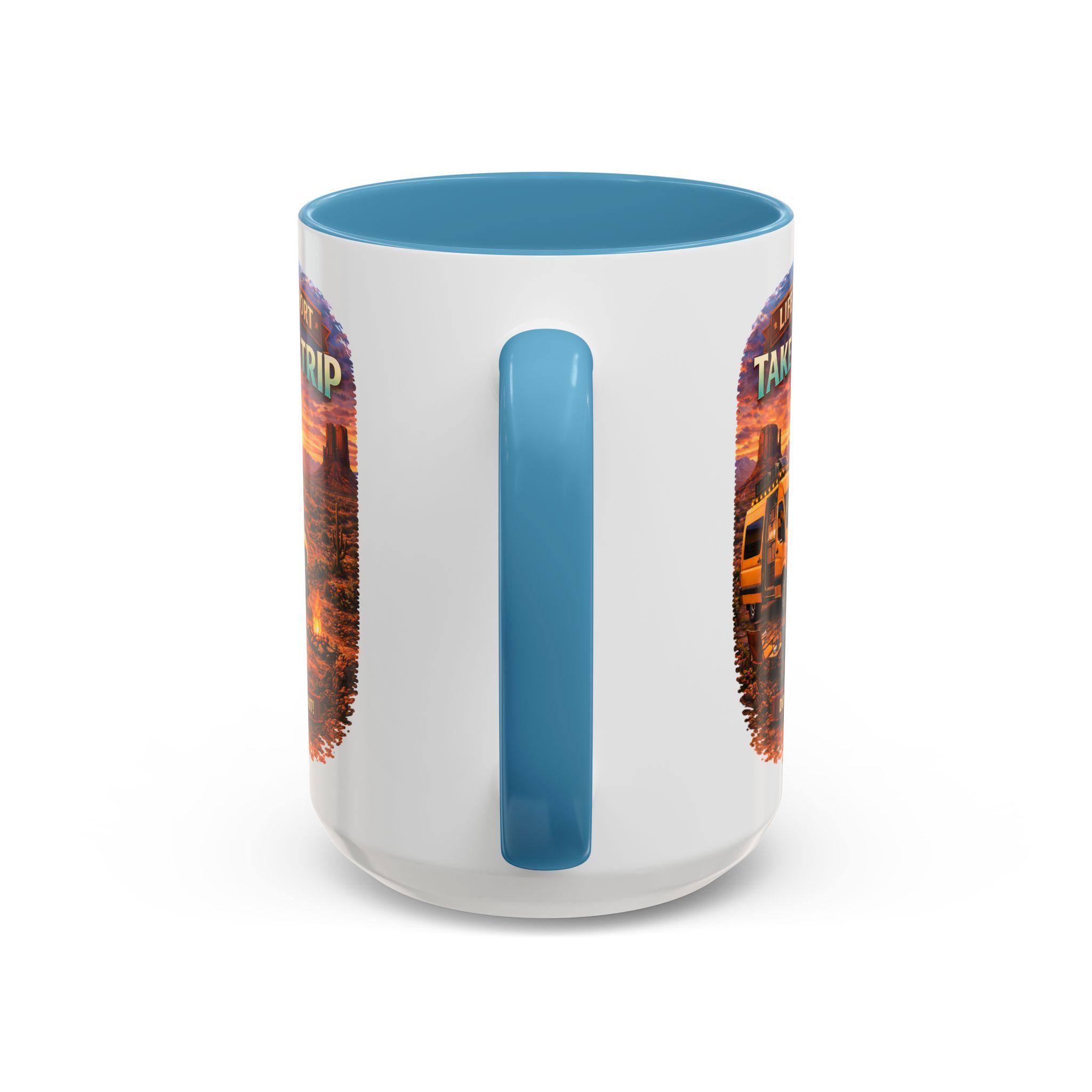 Accent Coffee Mug (11, 15oz) — "Live Is Short Take The Trip" Design Scenic-Line