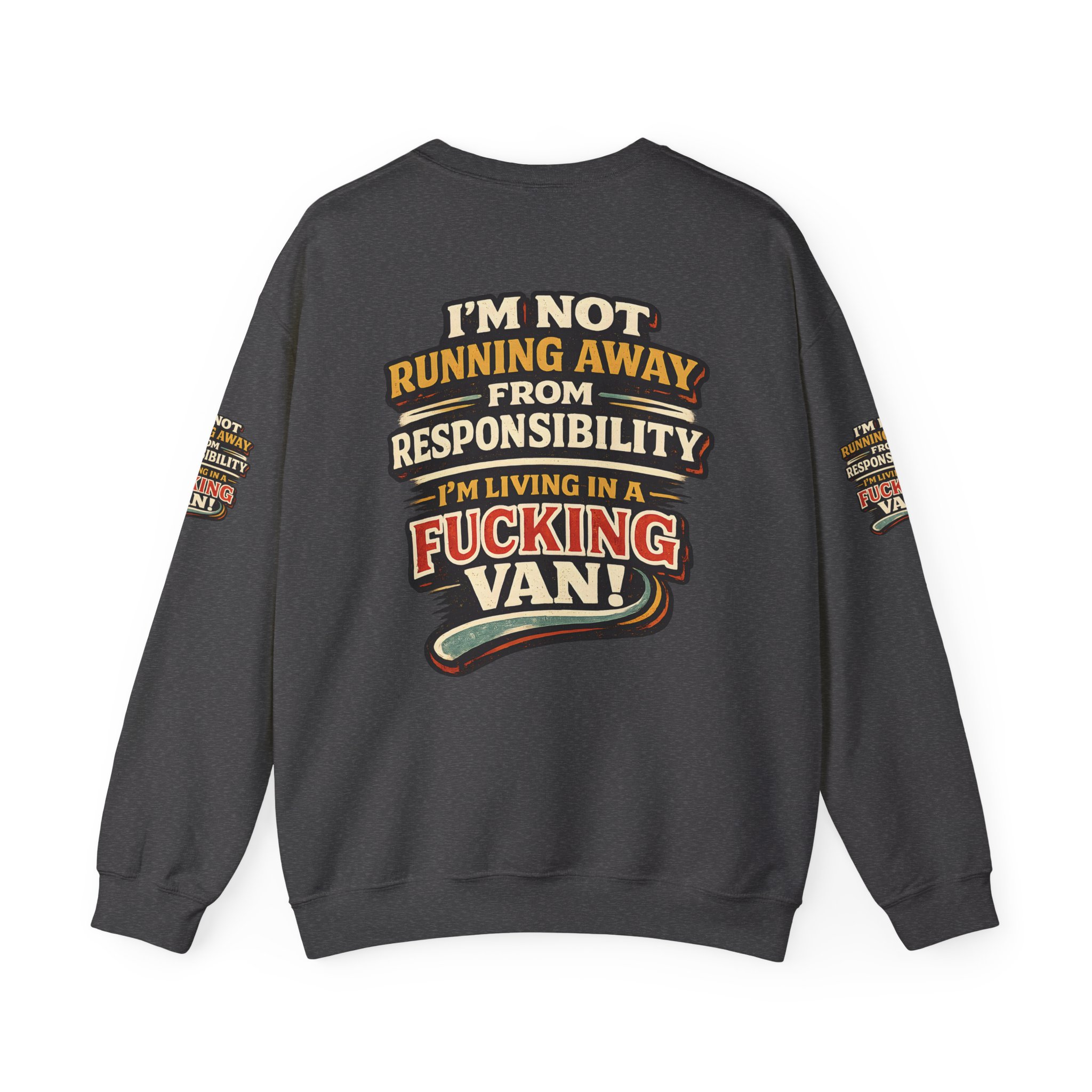 4618024677135734514_2048.jpeg Unisex Heavy Blend™ Crewneck Sweatshirt — "I`m Not running Away" Design F**K-Line