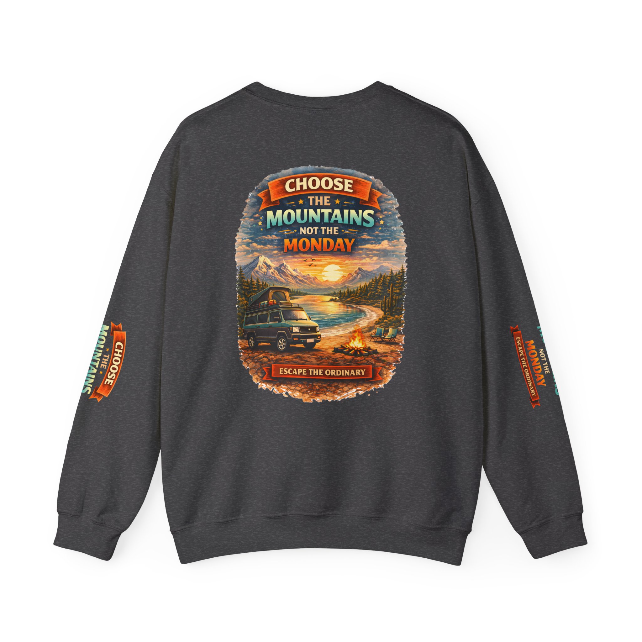 Unisex Heavy Blend™ Crewneck Sweatshirt — "Choose The Mountens" Design Scenic-Line