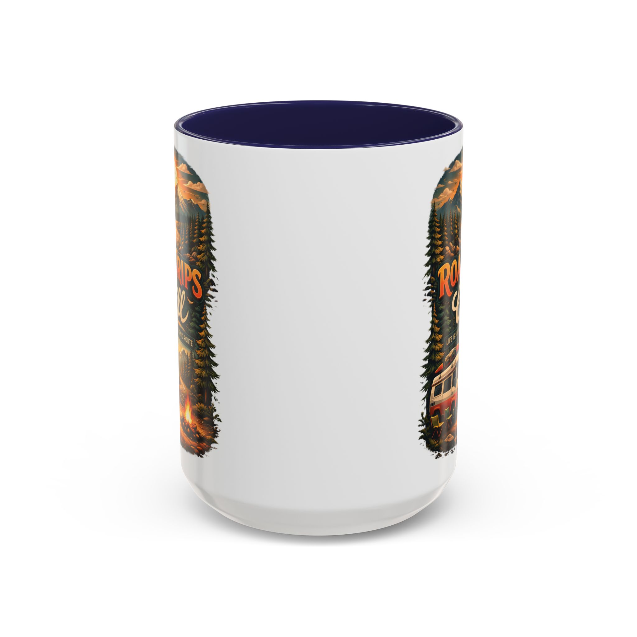 Accent Coffee Mug (11, 15oz) — "Road Trips & Chill" Design Scenic-Line