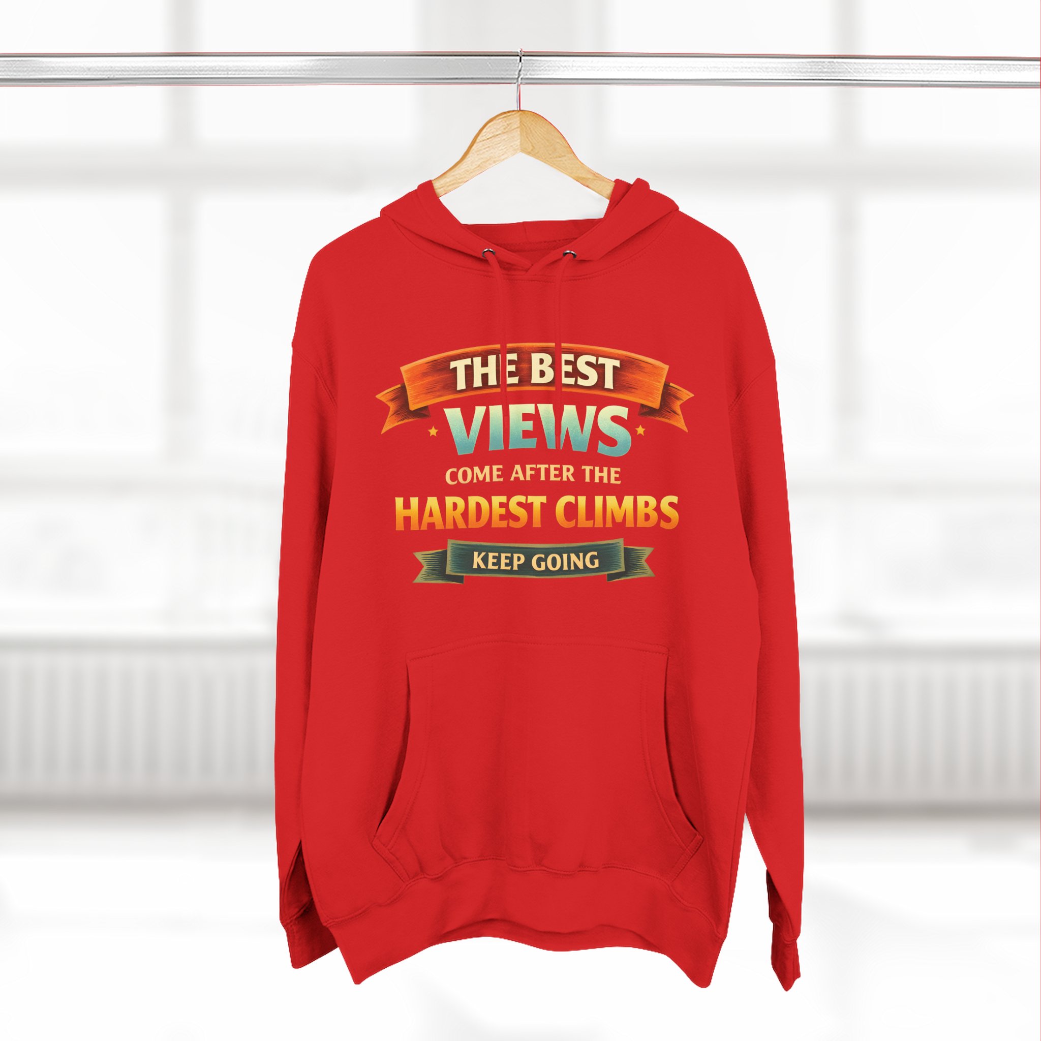 Three-Panel Fleece Hoodie - "The Best Views" Design Scenic-Line
