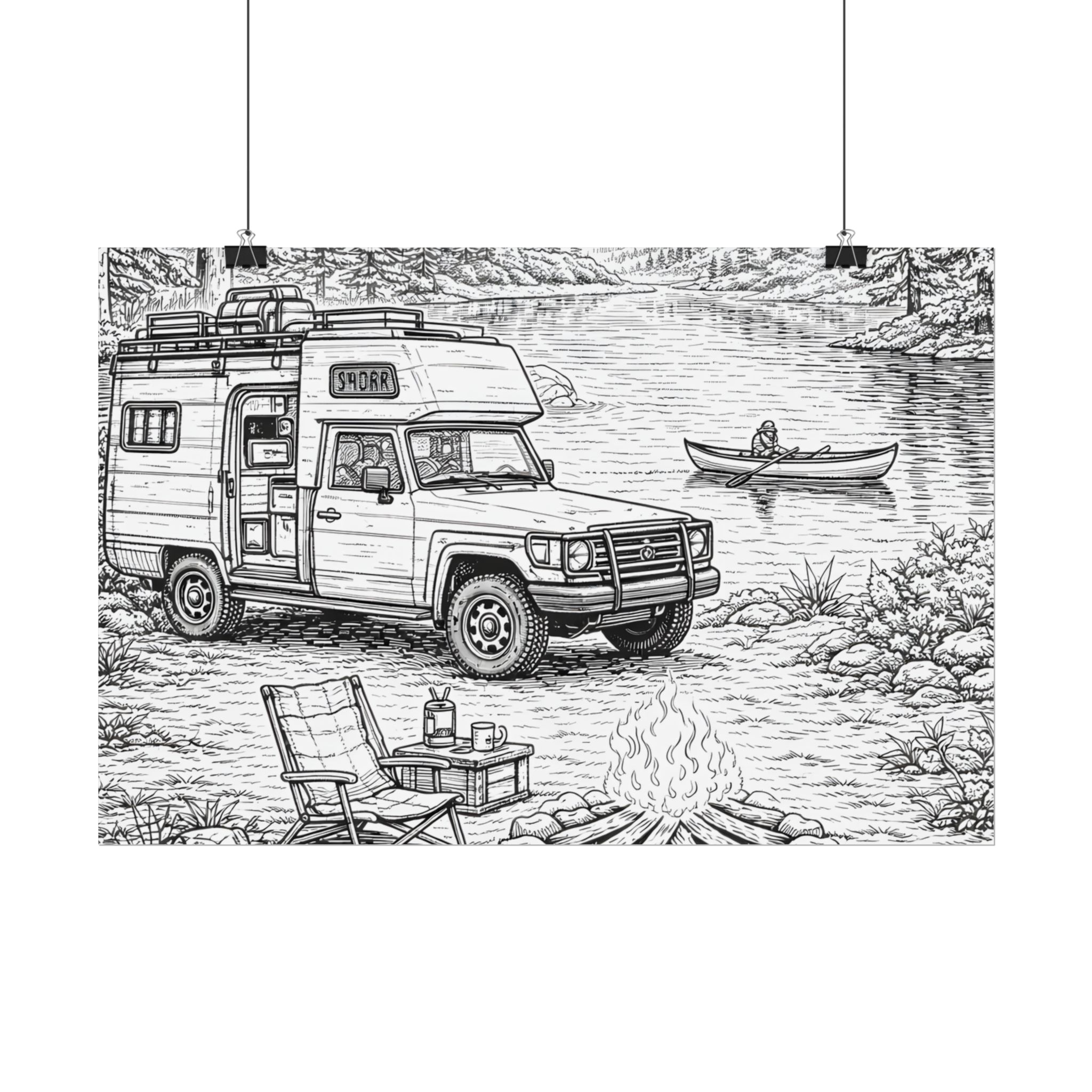 Campervan Poster — Vintage RV Camping Landscape Wall Art
