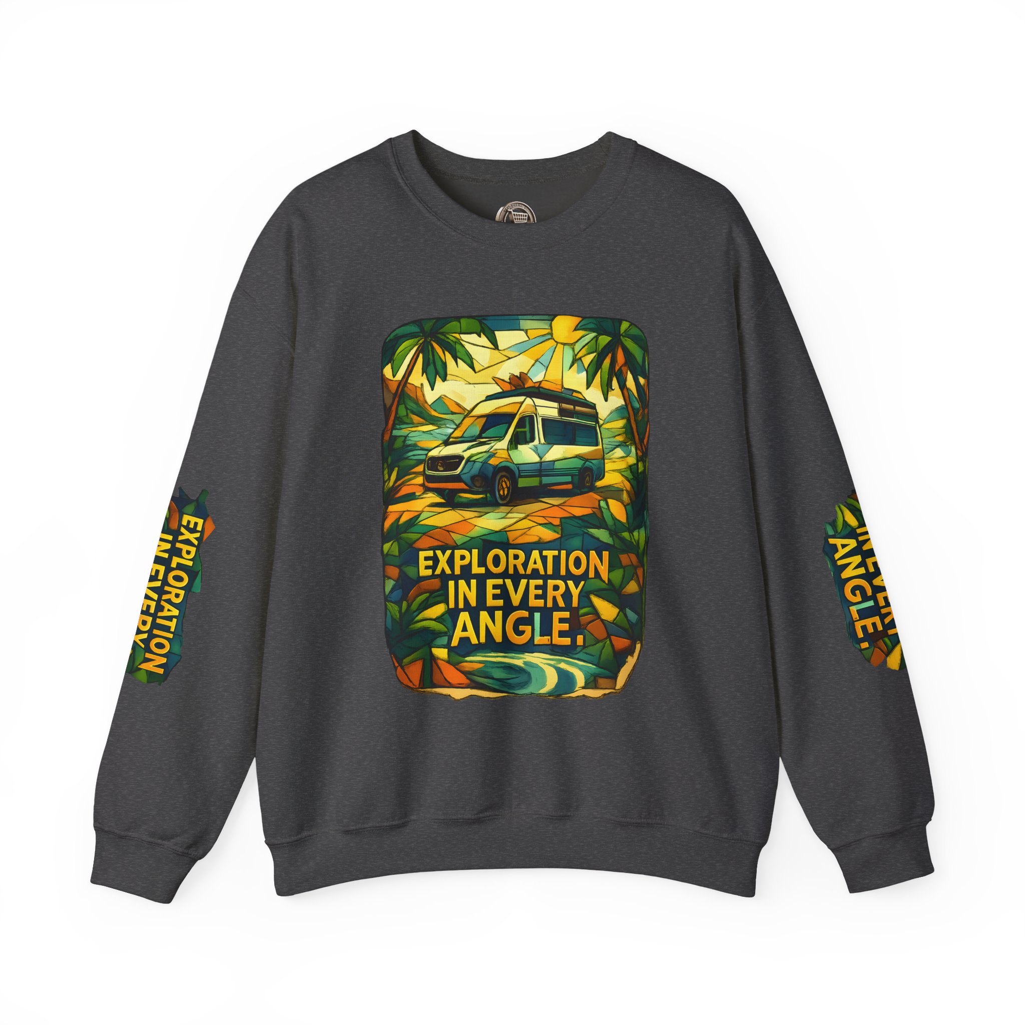 Unisex Heavy Blend™ Crewneck Sweatshirt — "Exploration In Every Angle" Design Cubic-Line