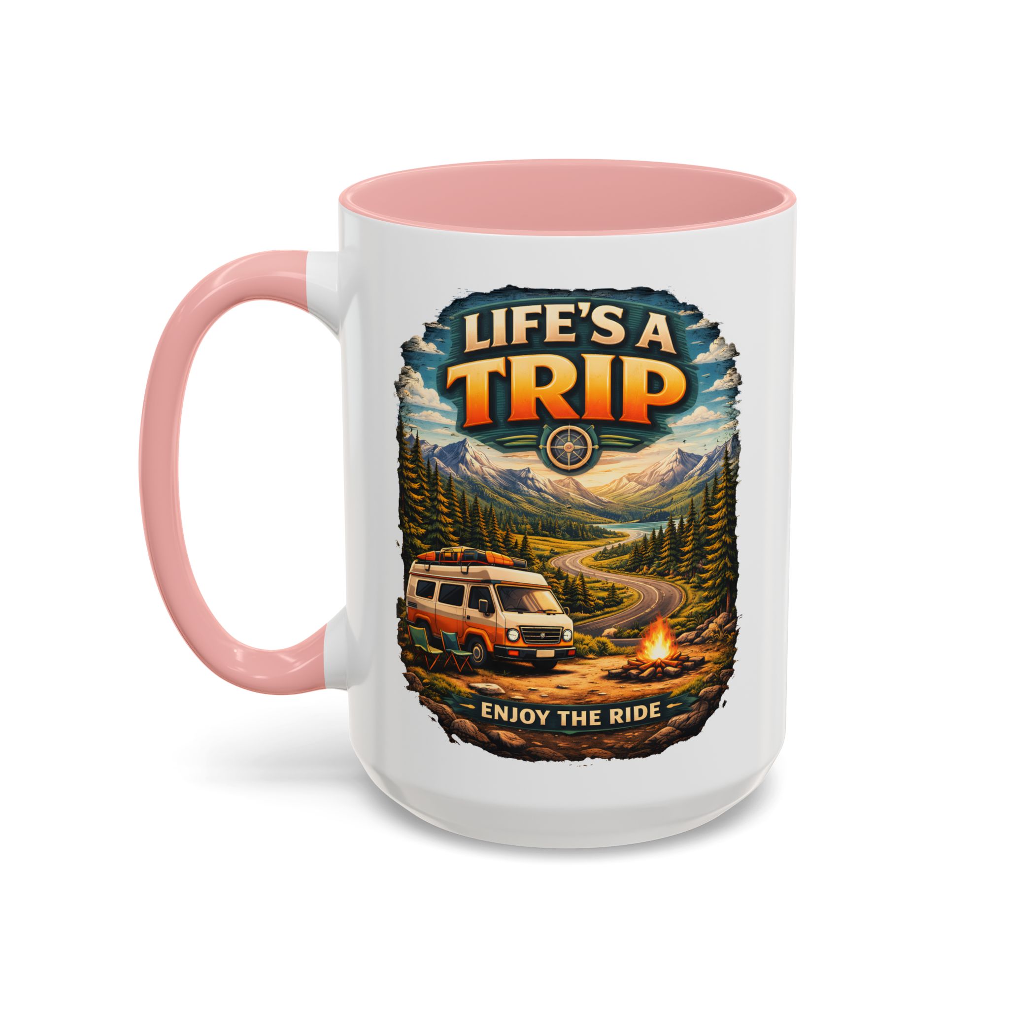 Accent Coffee Mug (11, 15oz) — "Life s A Trip" Design Scenic-Line