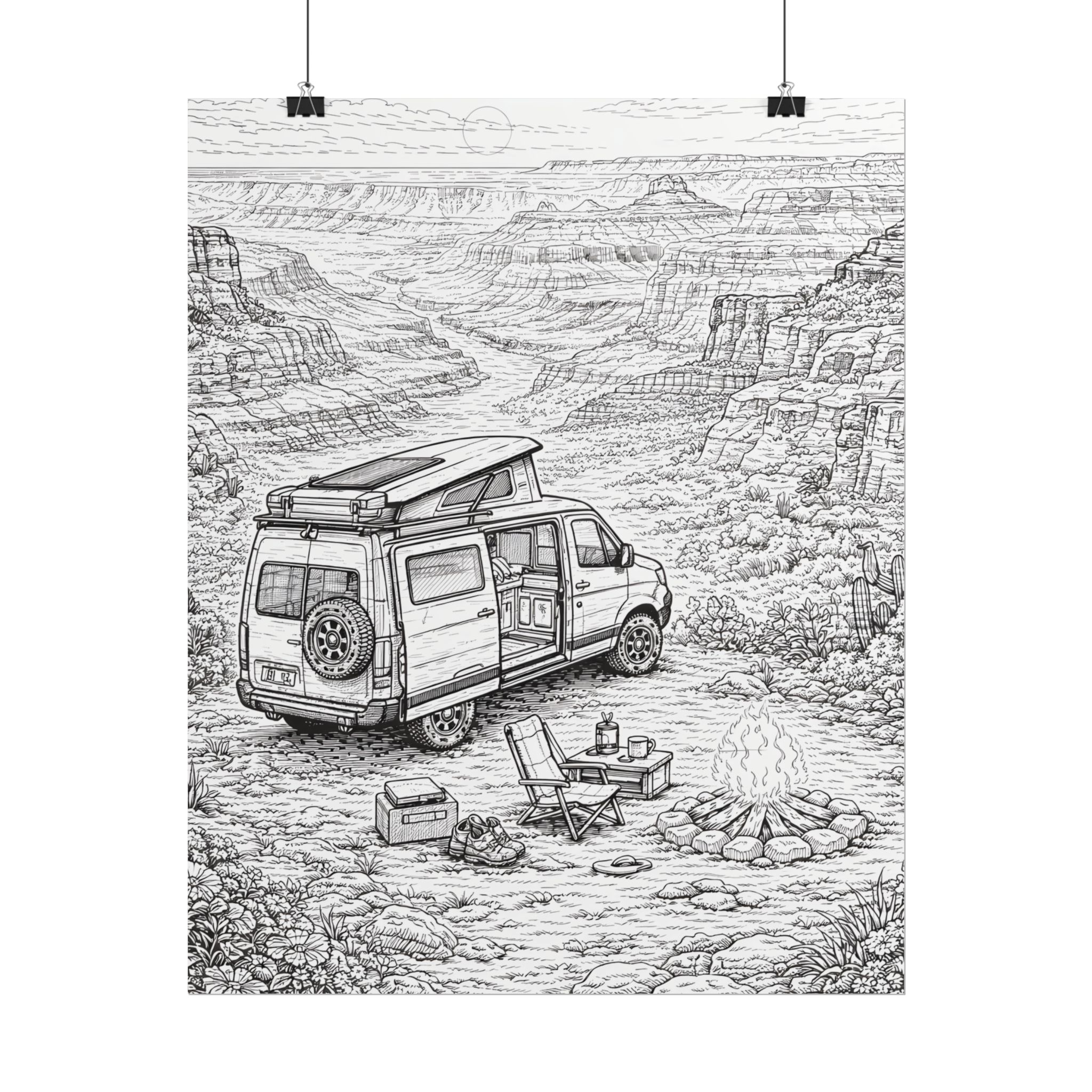 Campervan Poster — Vintage RV Camping Landscape Wall Art