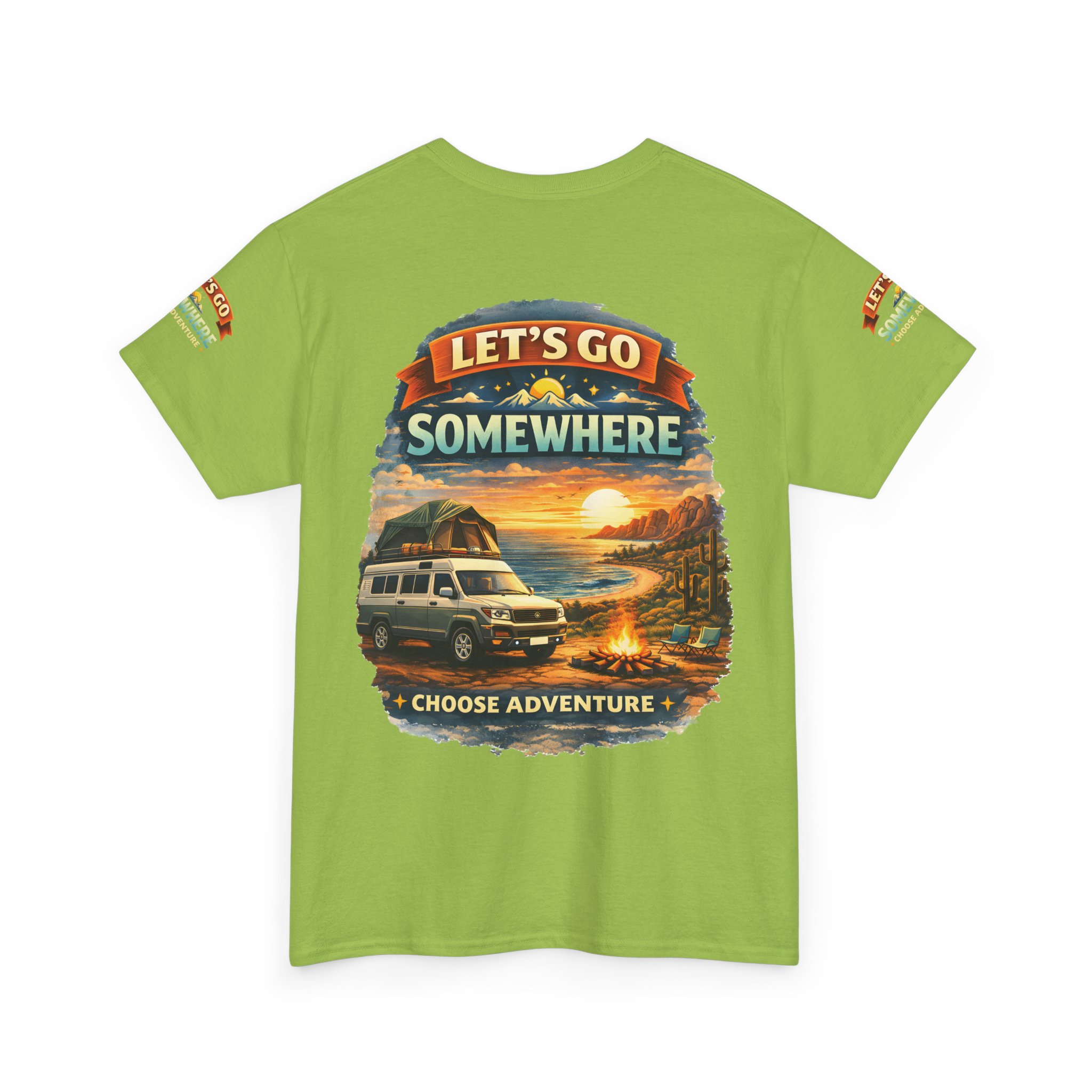 Unisex Heavy Cotton Tee — "Lets Go Somewhere" Design Scenic-Line