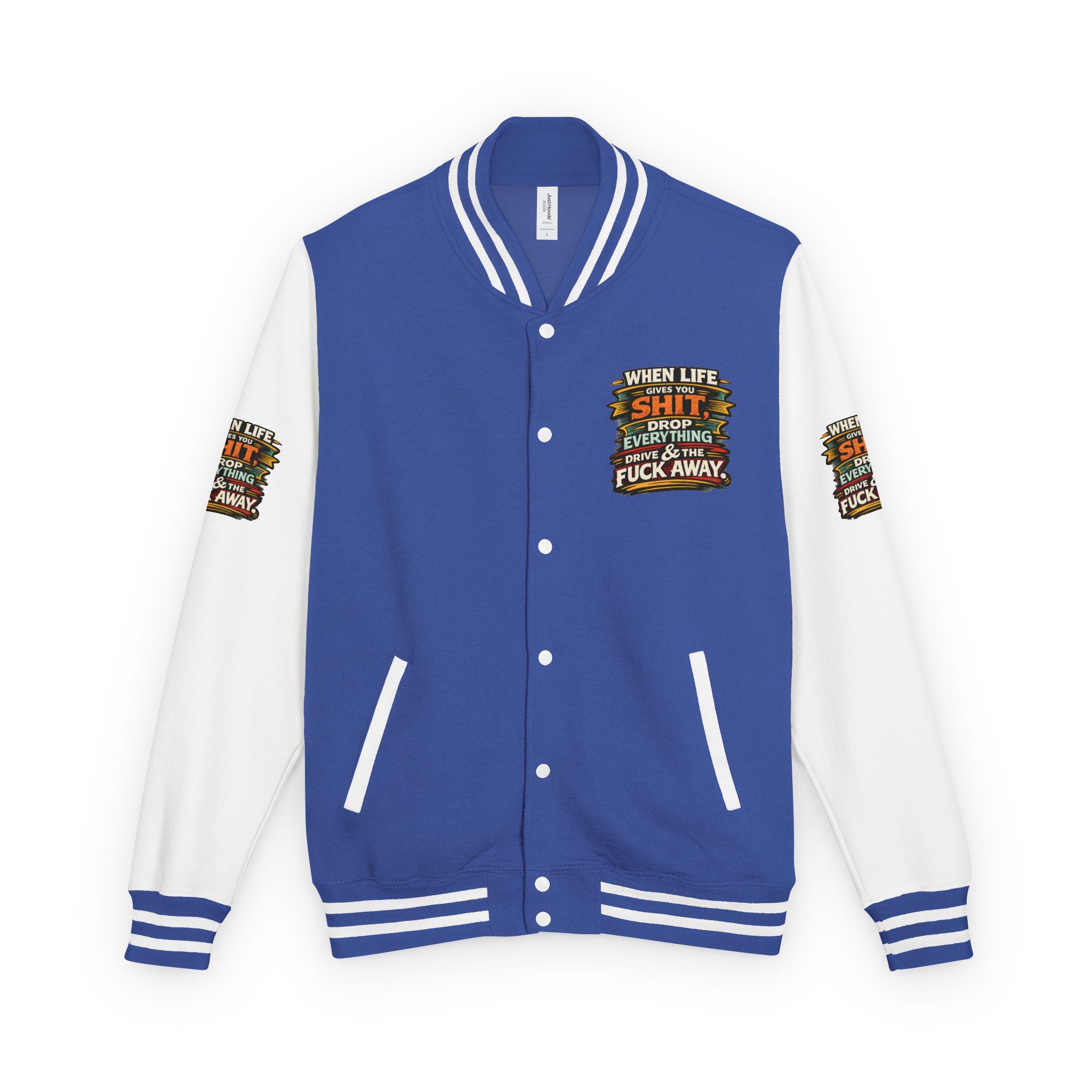 4643686515239388895_2048-1.jpeg Unisex Heavyweight Letterman Jacket — "When Live Gives You Shit" Design F**K-Line