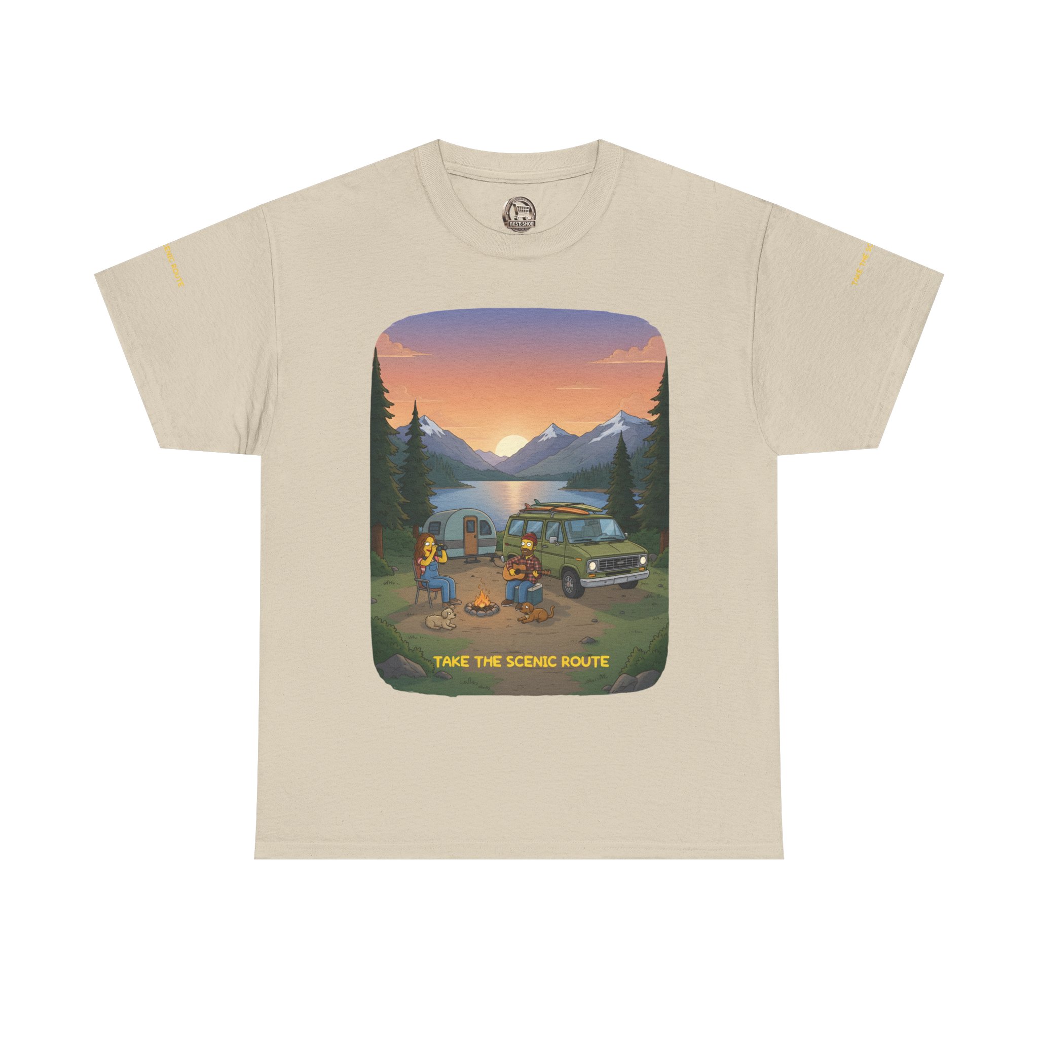 Unisex Heavy Cotton Tee — "Take The Scenic Route" Design Sitcom-Line