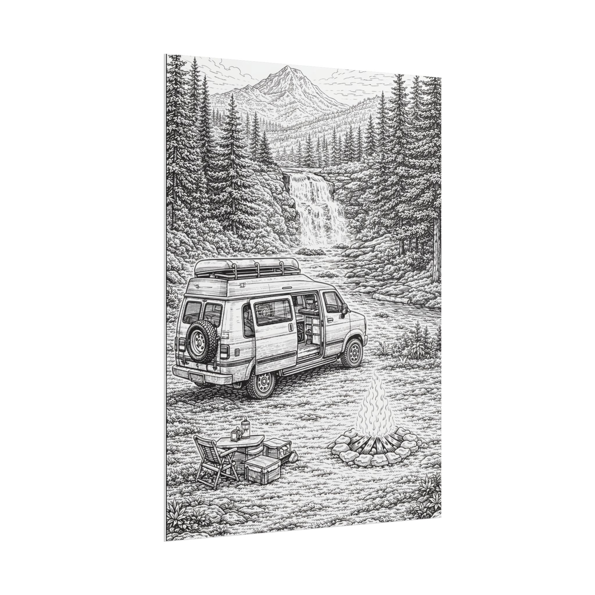 Campervan Poster — Vintage RV Camping Landscape Wall Art