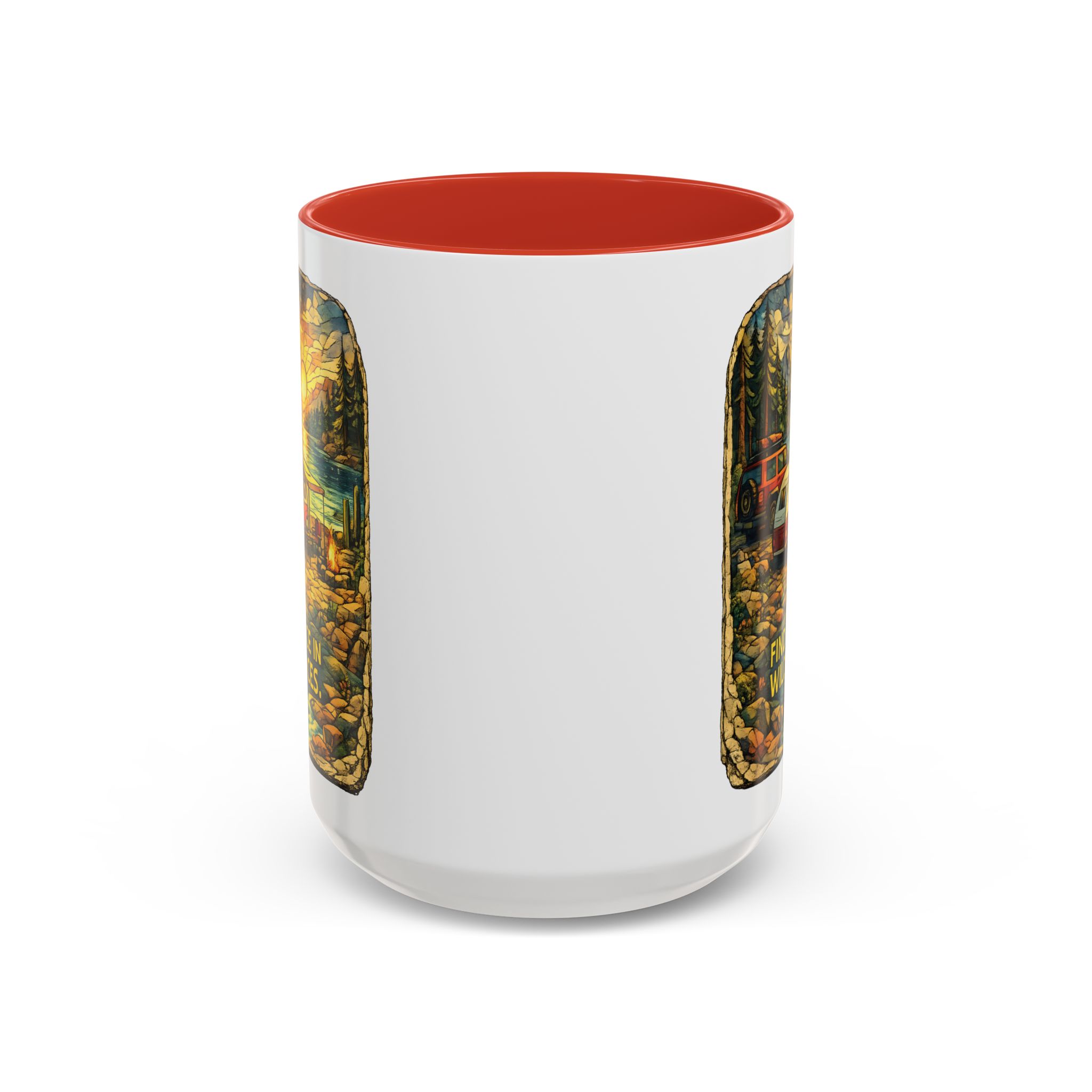 Accent Coffee Mug (11, 15oz) — "Find Peace In Wild Places" Design Cubic-Line