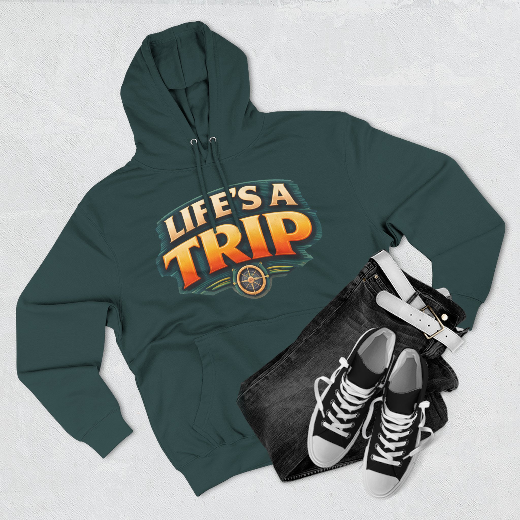 Three-Panel Fleece Hoodie - "Life s A Trip" Design Scenic-Line