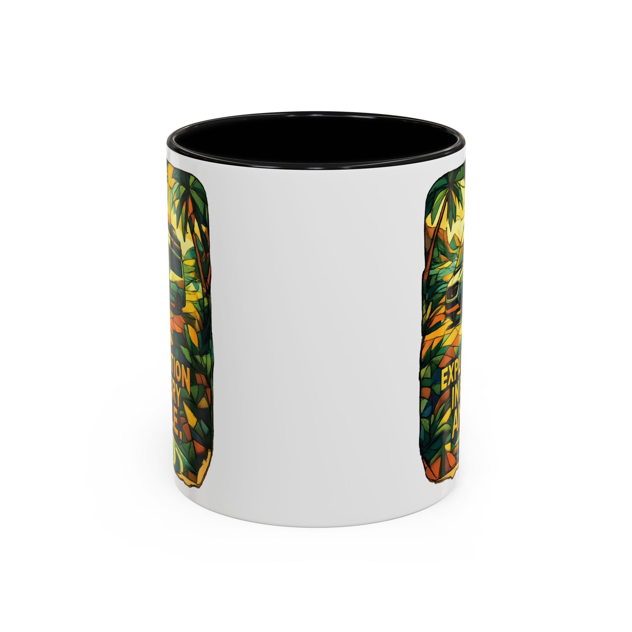 Accent Coffee Mug (11, 15oz) — "Exploration In Every Angle" Design Cubic-Line