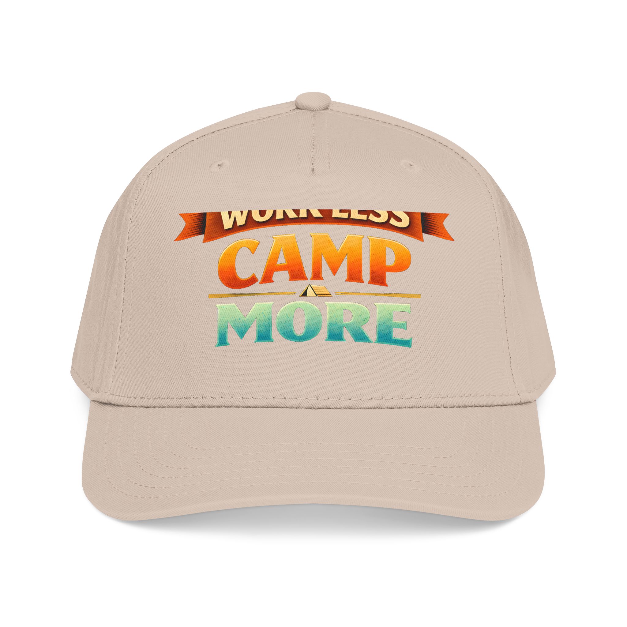 Baseball Cap - "Work Less-Camp More" Design Scenic-Line