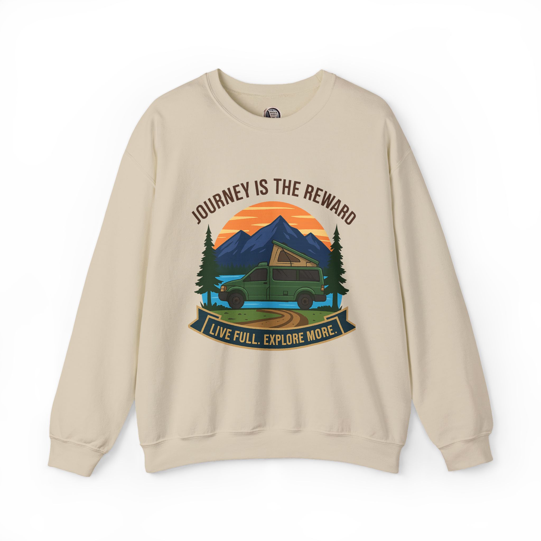 4653819945523260662_2048.jpeg Crewneck Sweatshirt – "Journey Is The Reward" Adventure Camper Crewneck