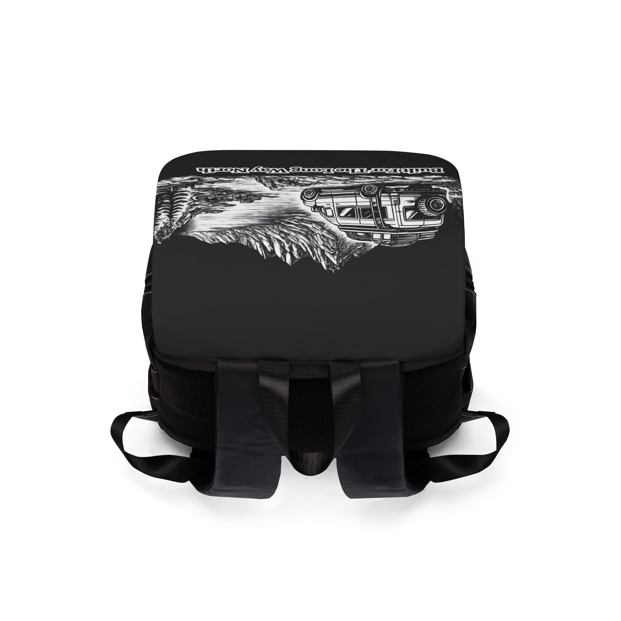 4661022180013926156_2048.jpeg Unisex Casual Shoulder Backpack — "Built For The Long Way North" Design Minimal-Line