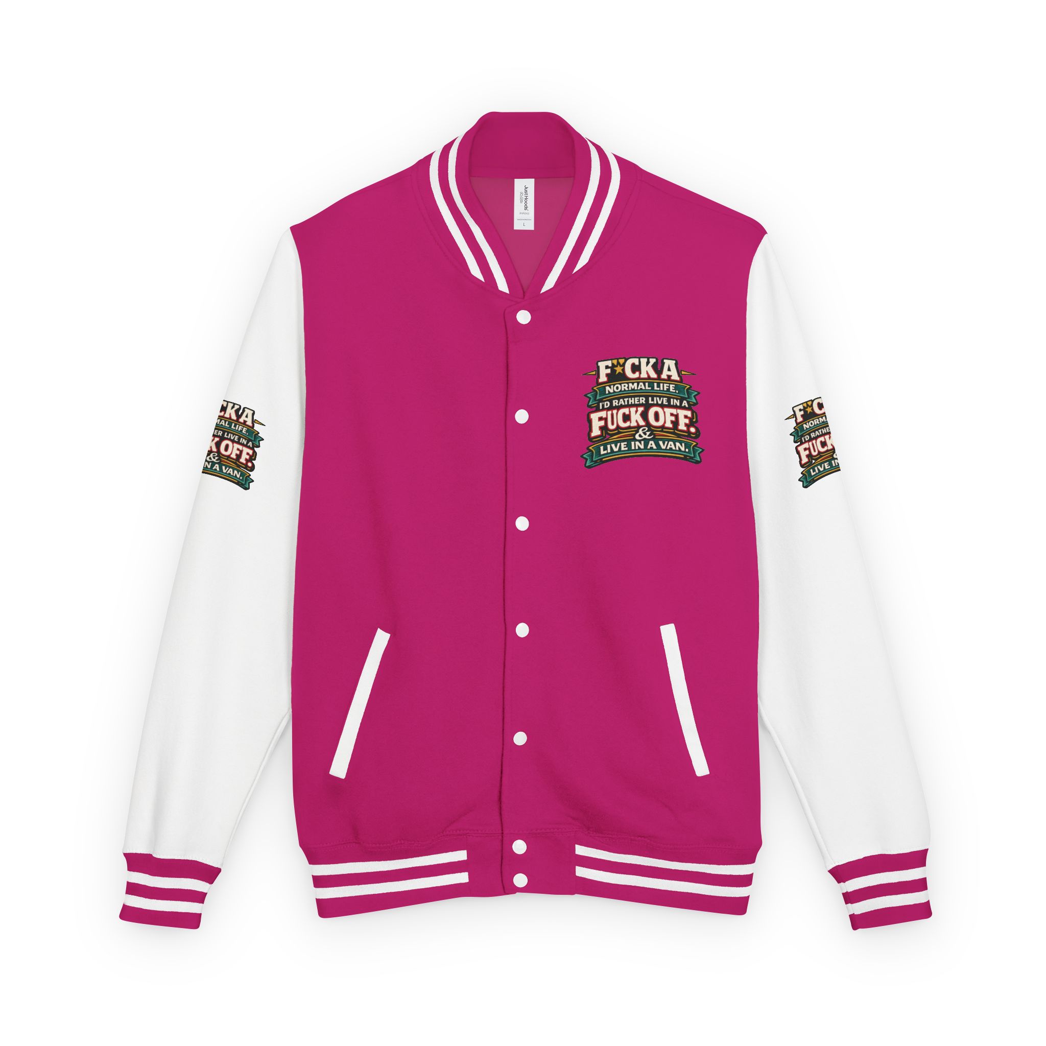 Unisex Heavyweight Letterman Jacket — "Fuck A Normal Life" Design F**K-Line