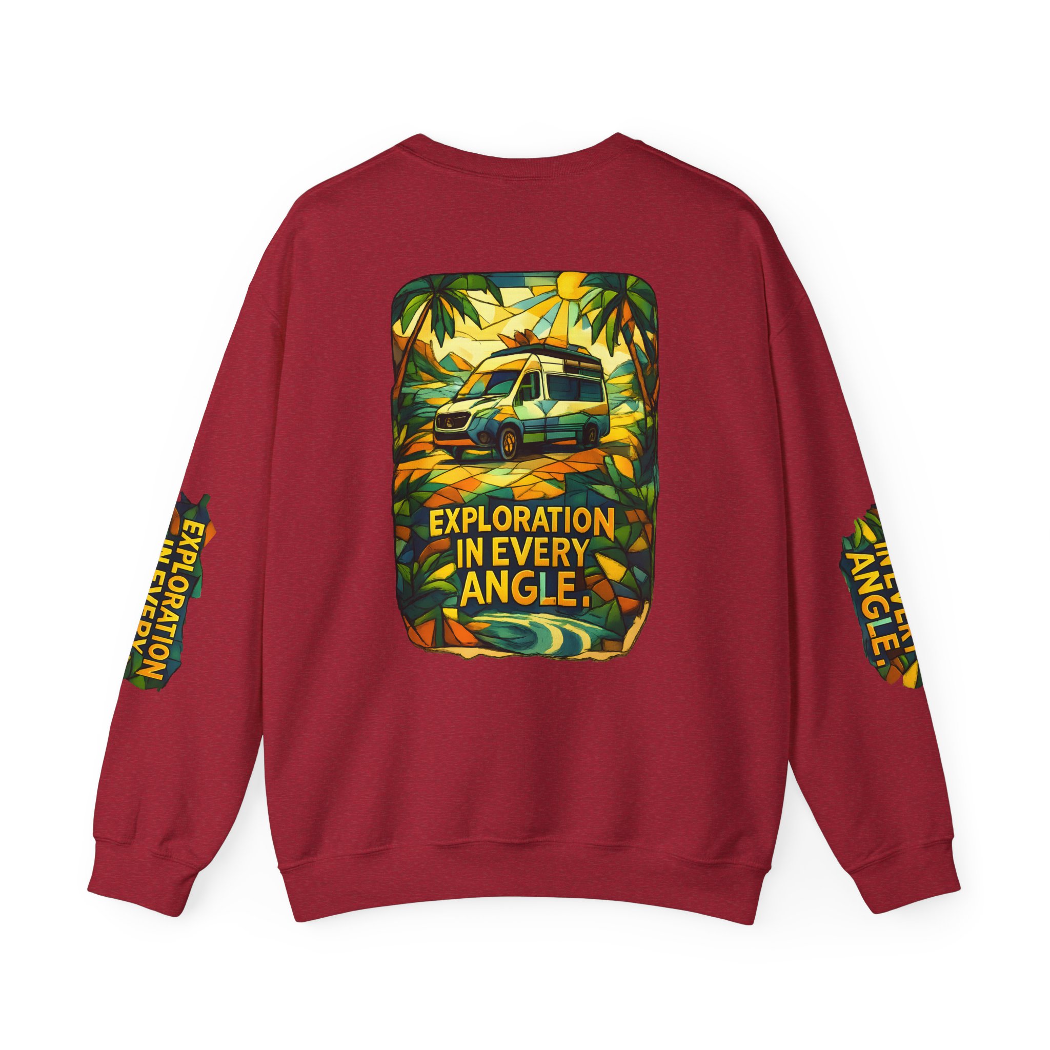Unisex Heavy Blend™ Crewneck Sweatshirt — "Exploration In Every Angle" Design Cubic-Line
