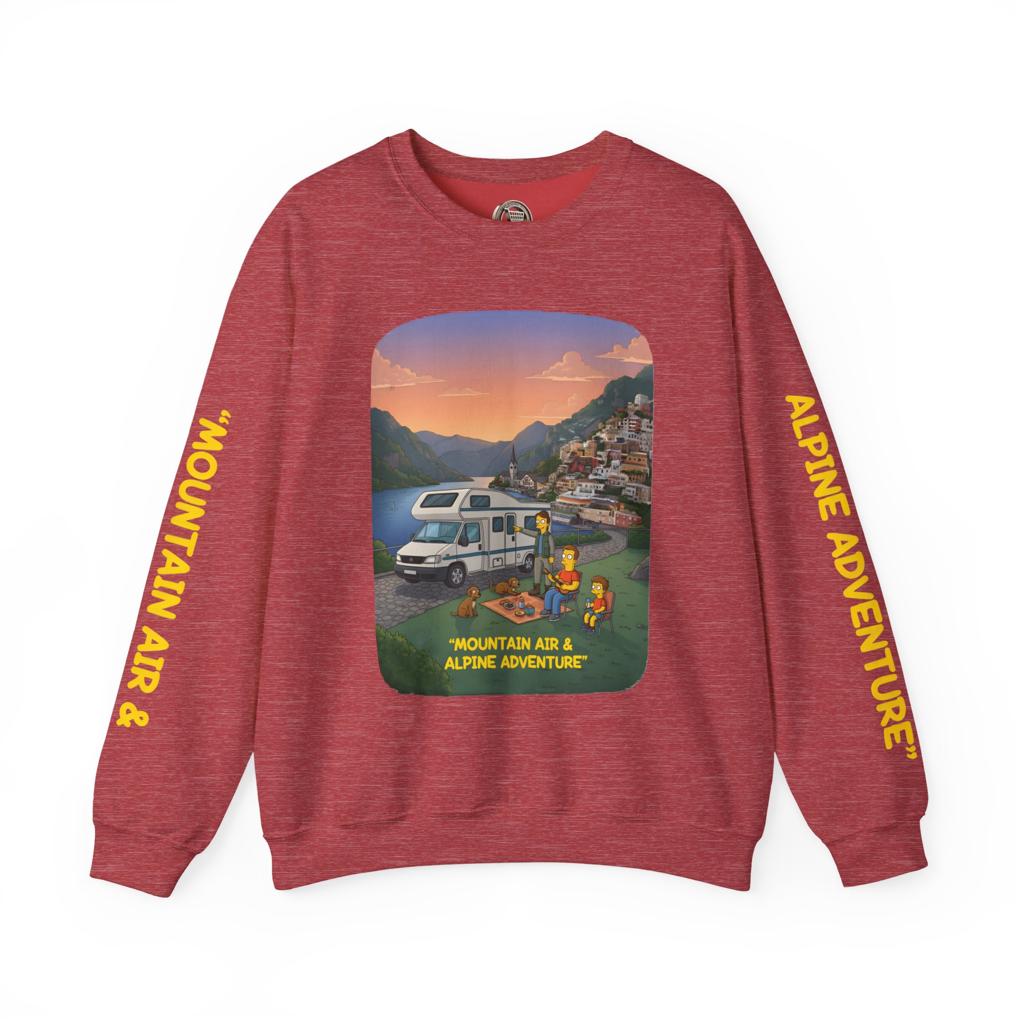 Unisex Heavy Blend™ Crewneck Sweatshirt — "Mountain Air-Alpine Adventure" Design Sitcom-Line