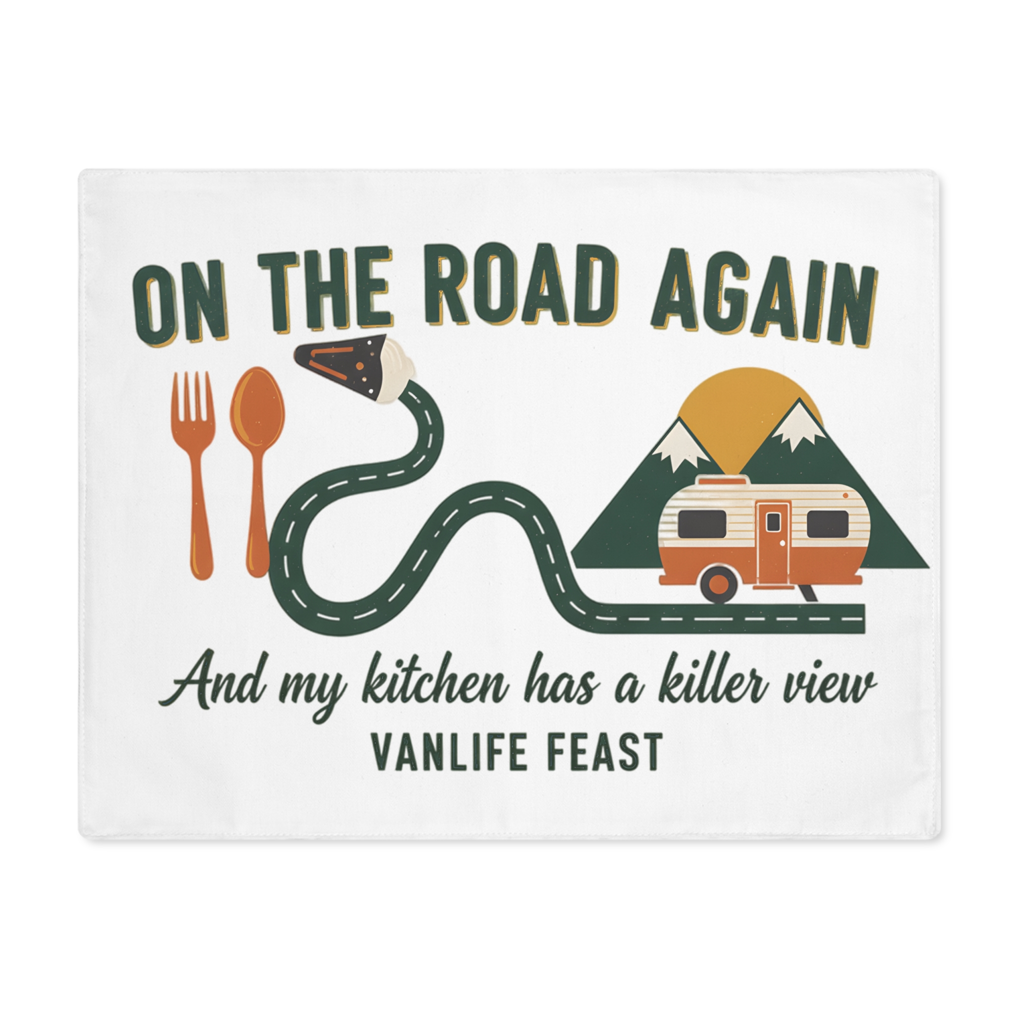 Vanlife Placemat — "On The Road Again" Vanlife Kitchen Placemat