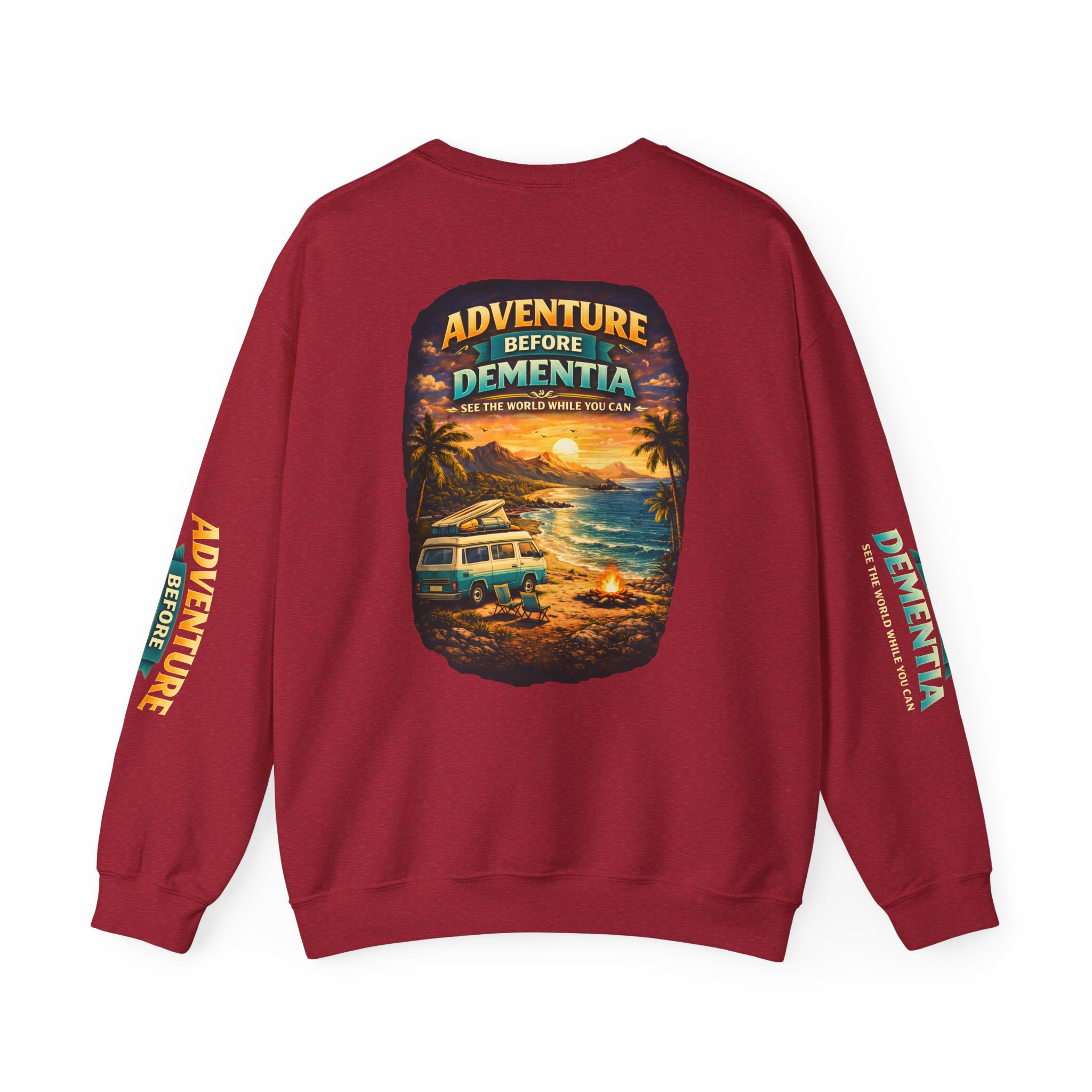 Unisex Heavy Blend™ Crewneck Sweatshirt — "Adventure Before Dementia" Design Scenic-Line