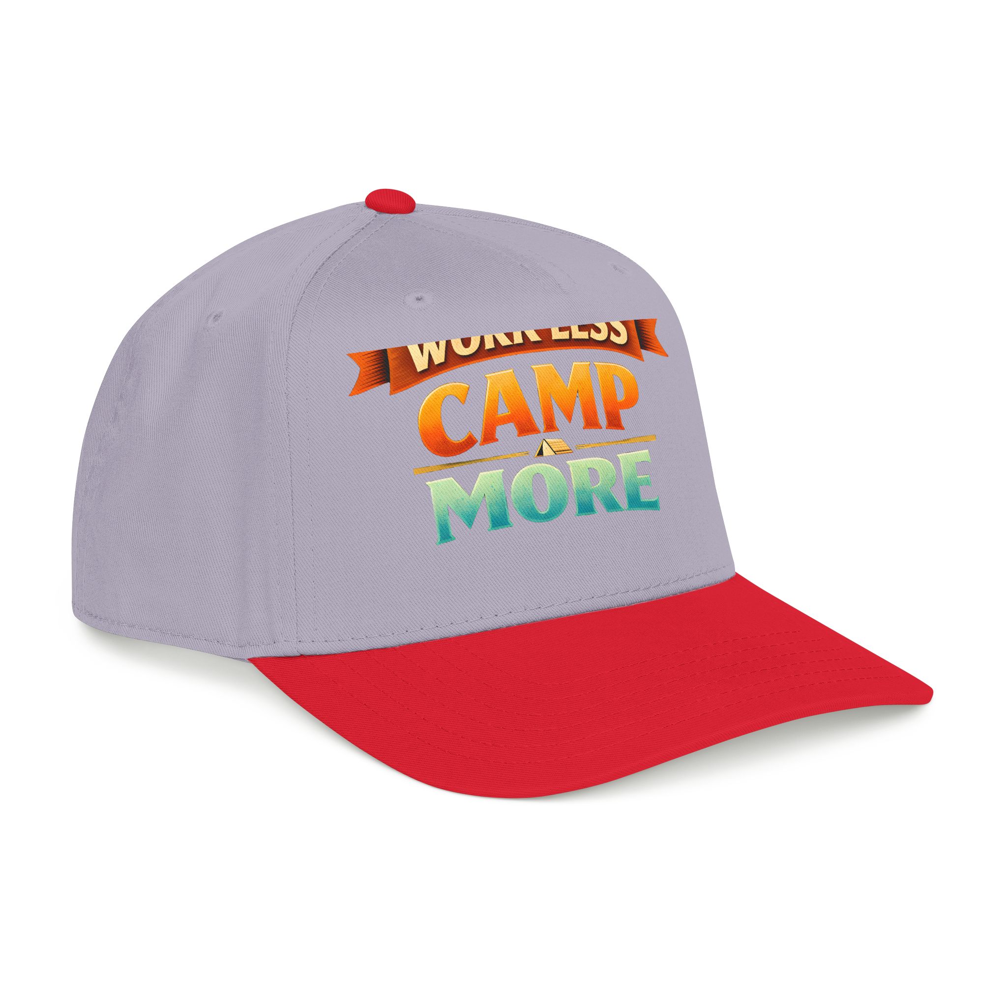 Baseball Cap - "Work Less-Camp More" Design Scenic-Line
