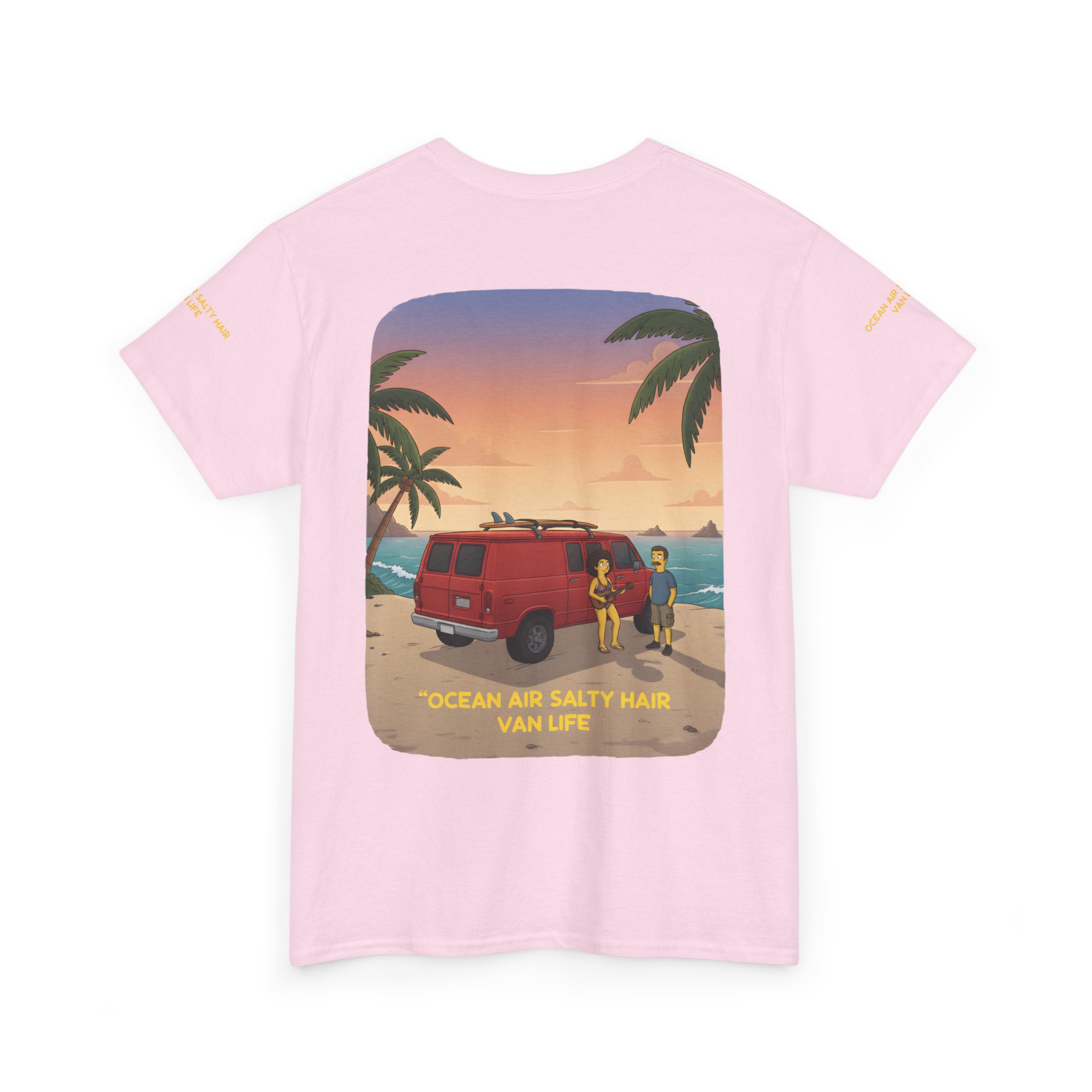Unisex Heavy Cotton Tee — "Ocean Air Salty Hair Van Life" Design Sitcom-Line