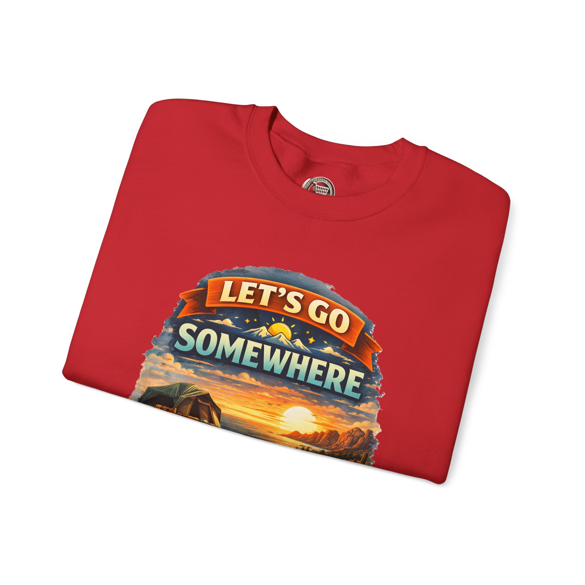 Unisex Heavy Blend™ Crewneck Sweatshirt — "Lets Go Somewhere" Design Scenic-Line