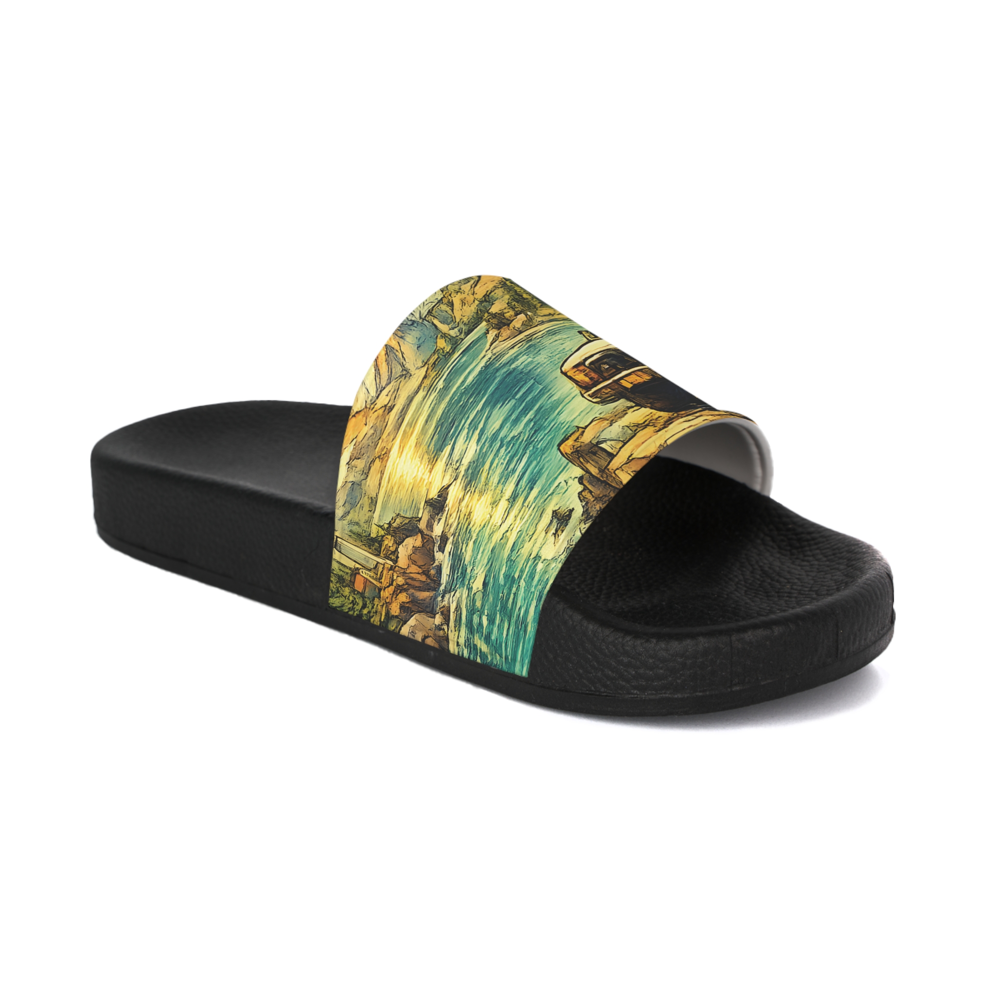 Women's Slide Sandals - Vintage Camper Slides (Cubic-Line)