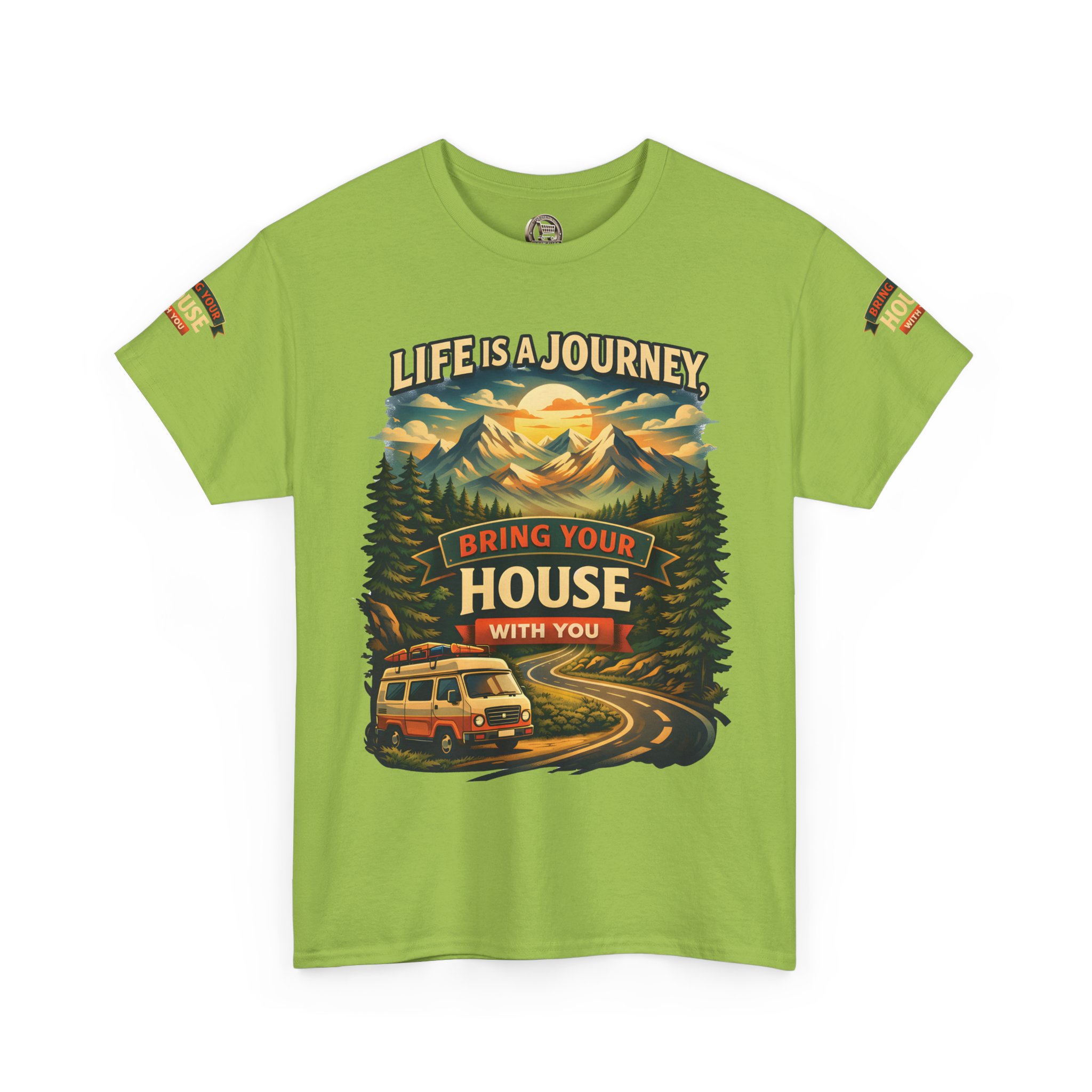 4713055948445959551_2048.jpeg Unisex Heavy Cotton Tee — "Live Is A Journey-Bring Your House With You" Design Scenic-Line