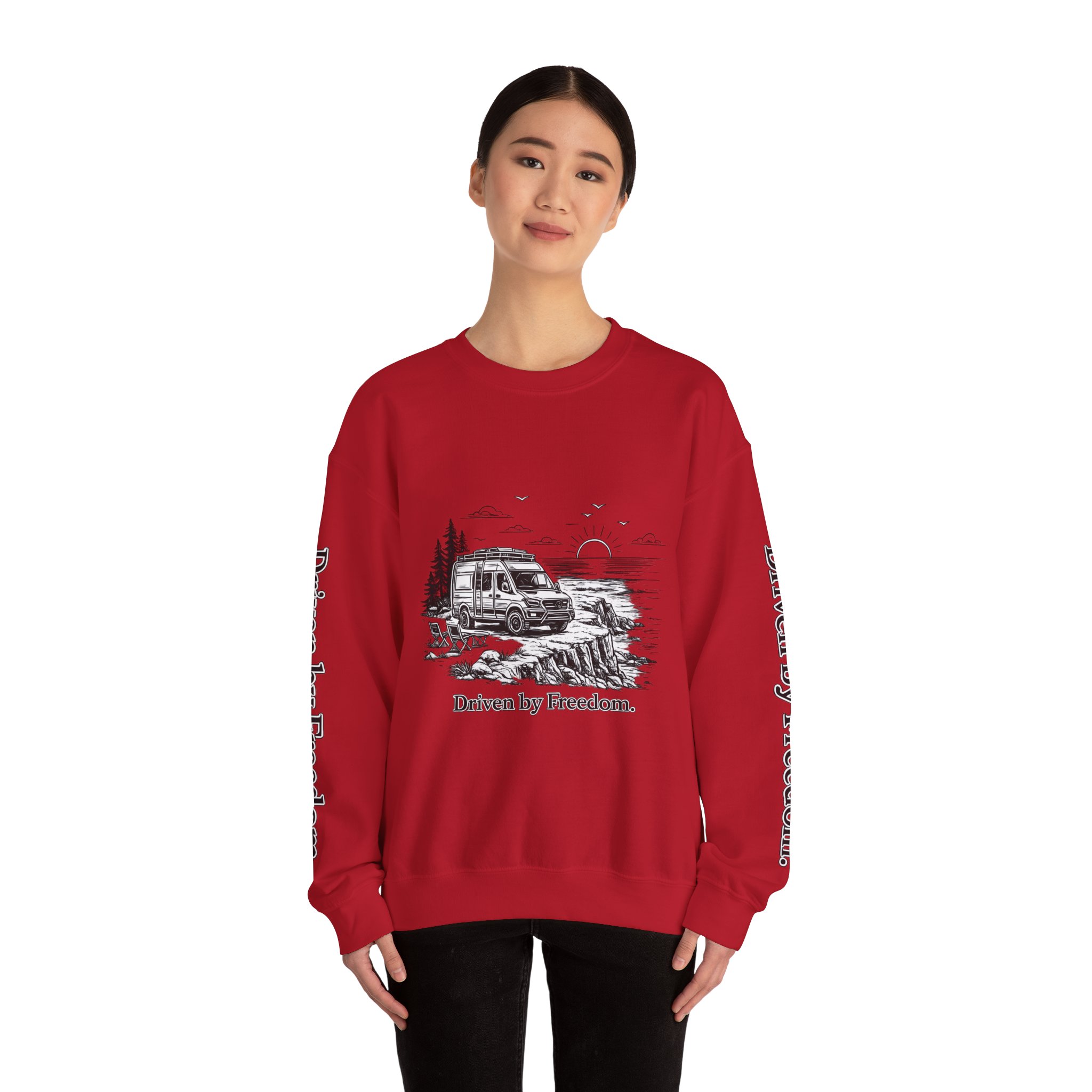 4716113950858138971_2048.jpeg Unisex Heavy Blend™ Crewneck Sweatshirt — "Driven By Freedom" Design Minimal-Line