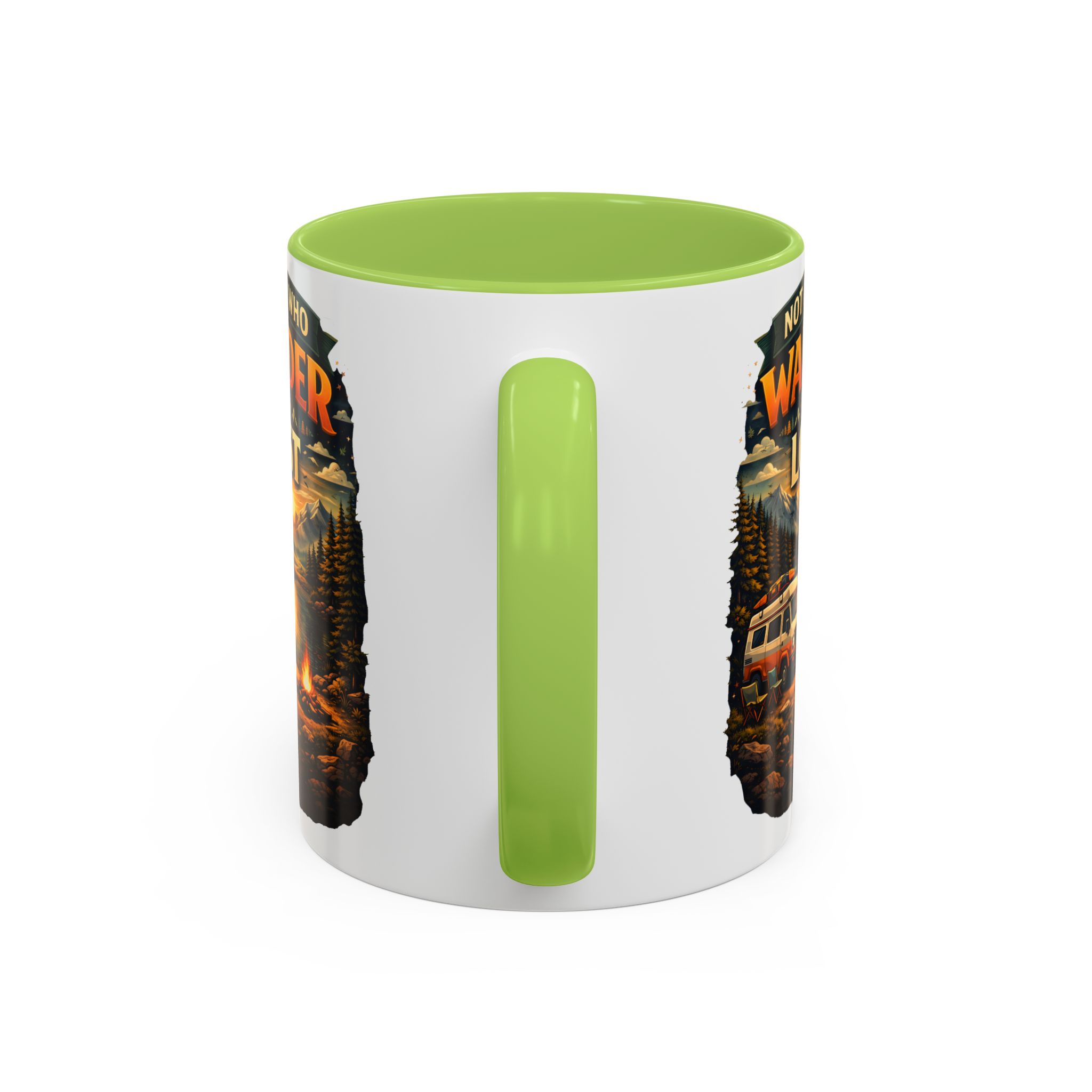 Accent Coffee Mug (11, 15oz) — "Not All Who Wander Are Lost" Design Scenic-Line