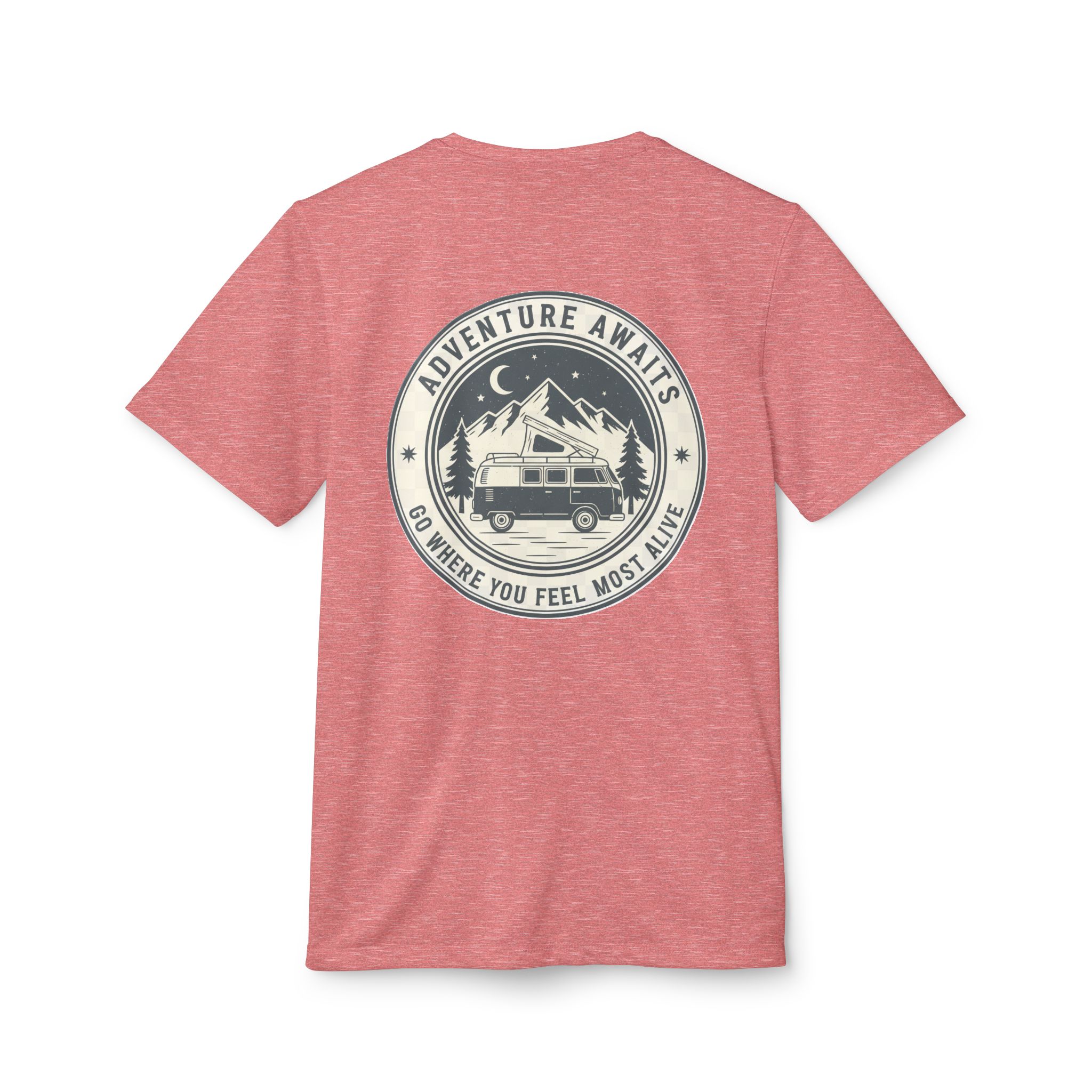 T-Shirt(Adidas) - 'Adventure Awaits-Go Where You Feel Most Alive' (Only Back printed)