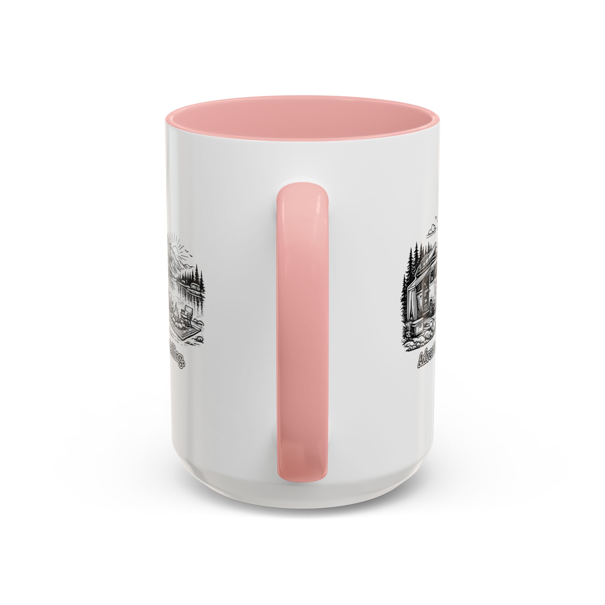 Accent Coffee Mug (11, 15oz) — "Adventure Is Calling" Design Minimal-Line