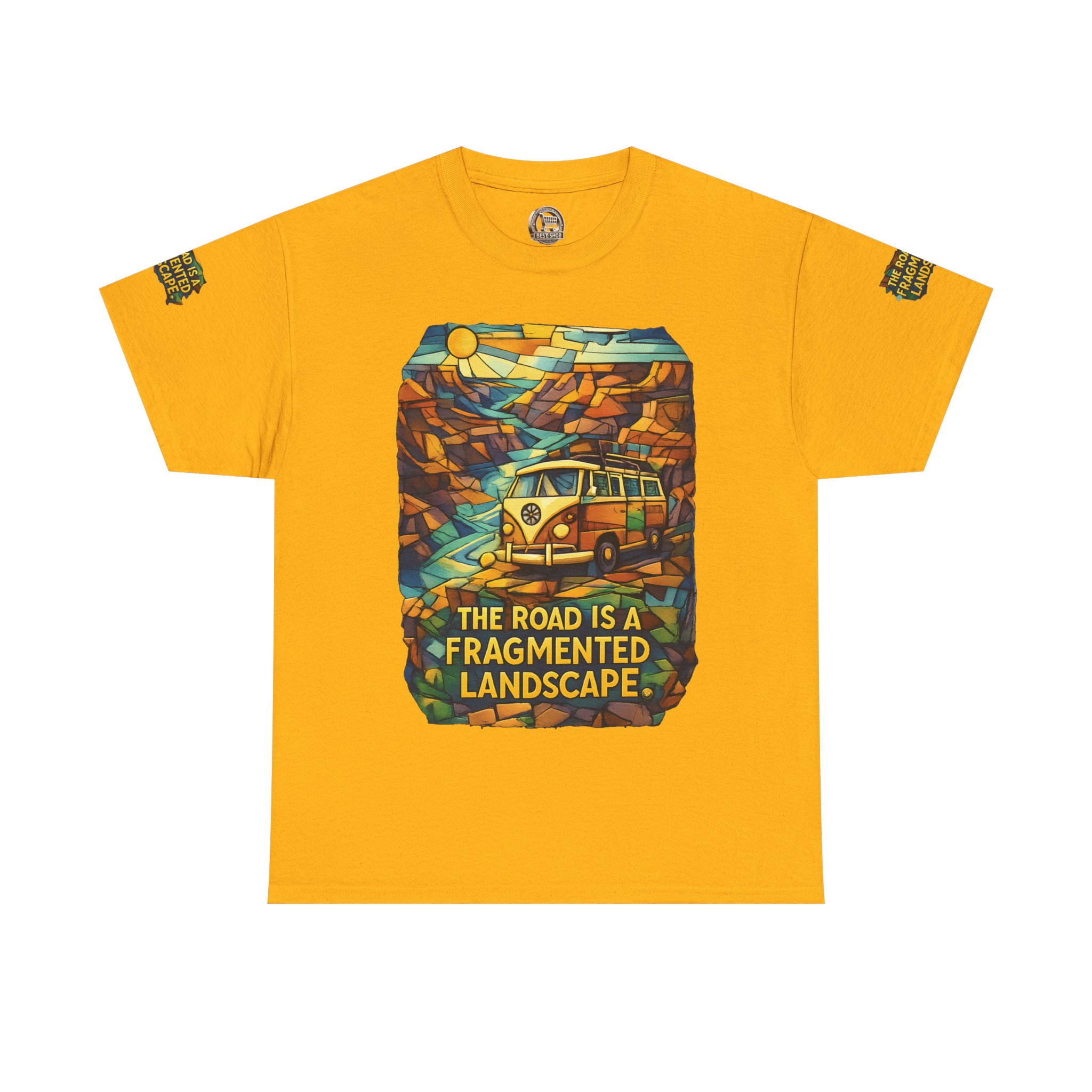 4725872237414210607_2048.jpeg Unisex Heavy Cotton Tee — "The Road Is A Fragmented Landscape" Design Cubic-Line