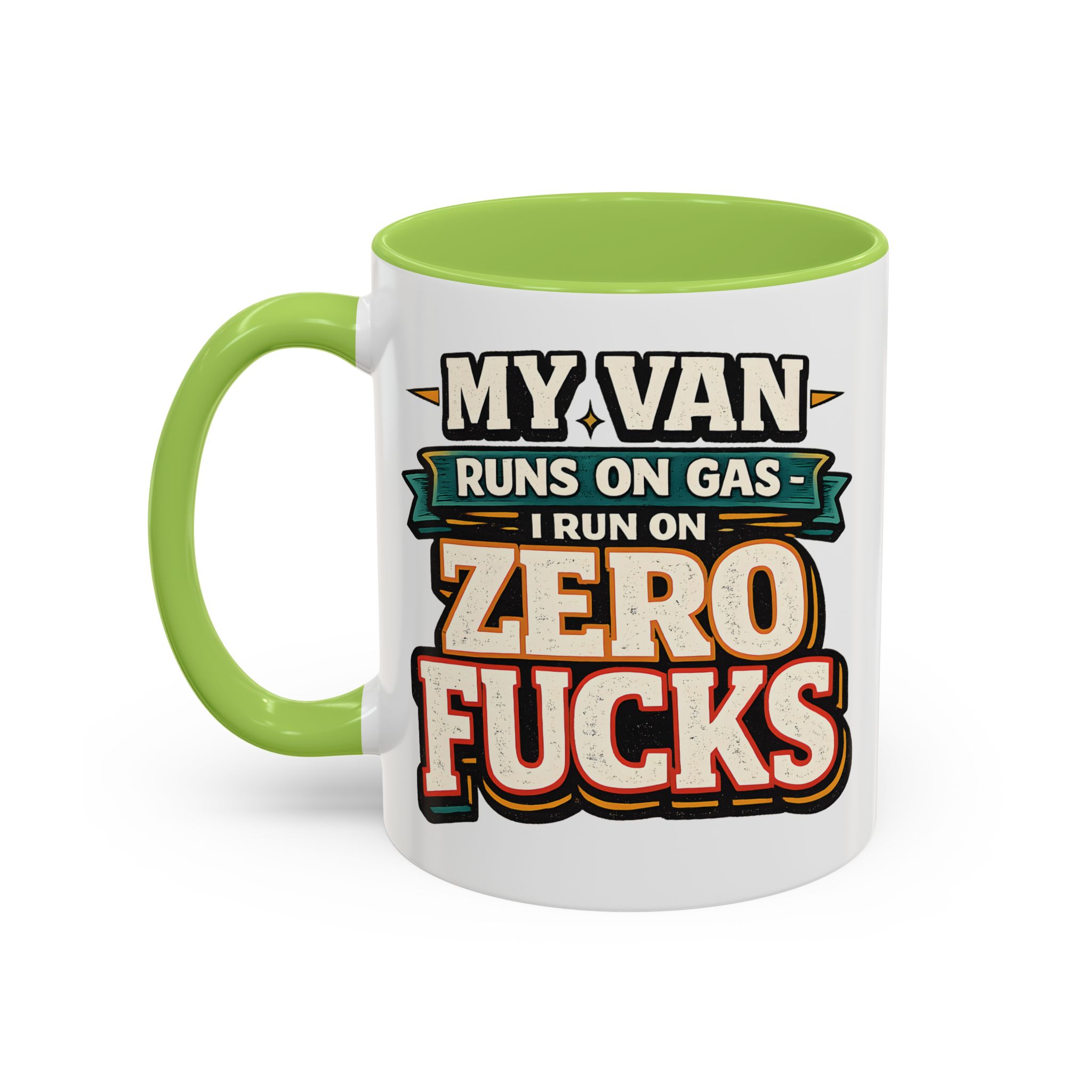 Accent Coffee Mug (11, 15oz) — "My Van Runs On Gas" Design F**K-Line