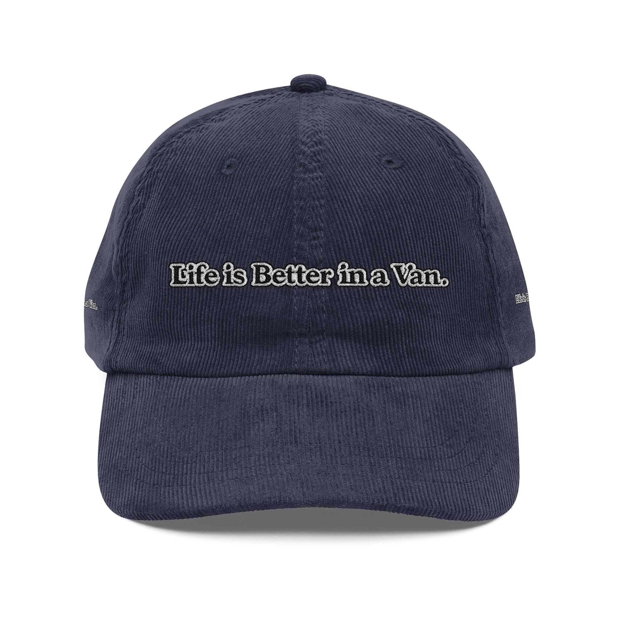 Vintage Corduroy Cap (Embroidery) — "Life Is Better In A Van" Embroidered Hat