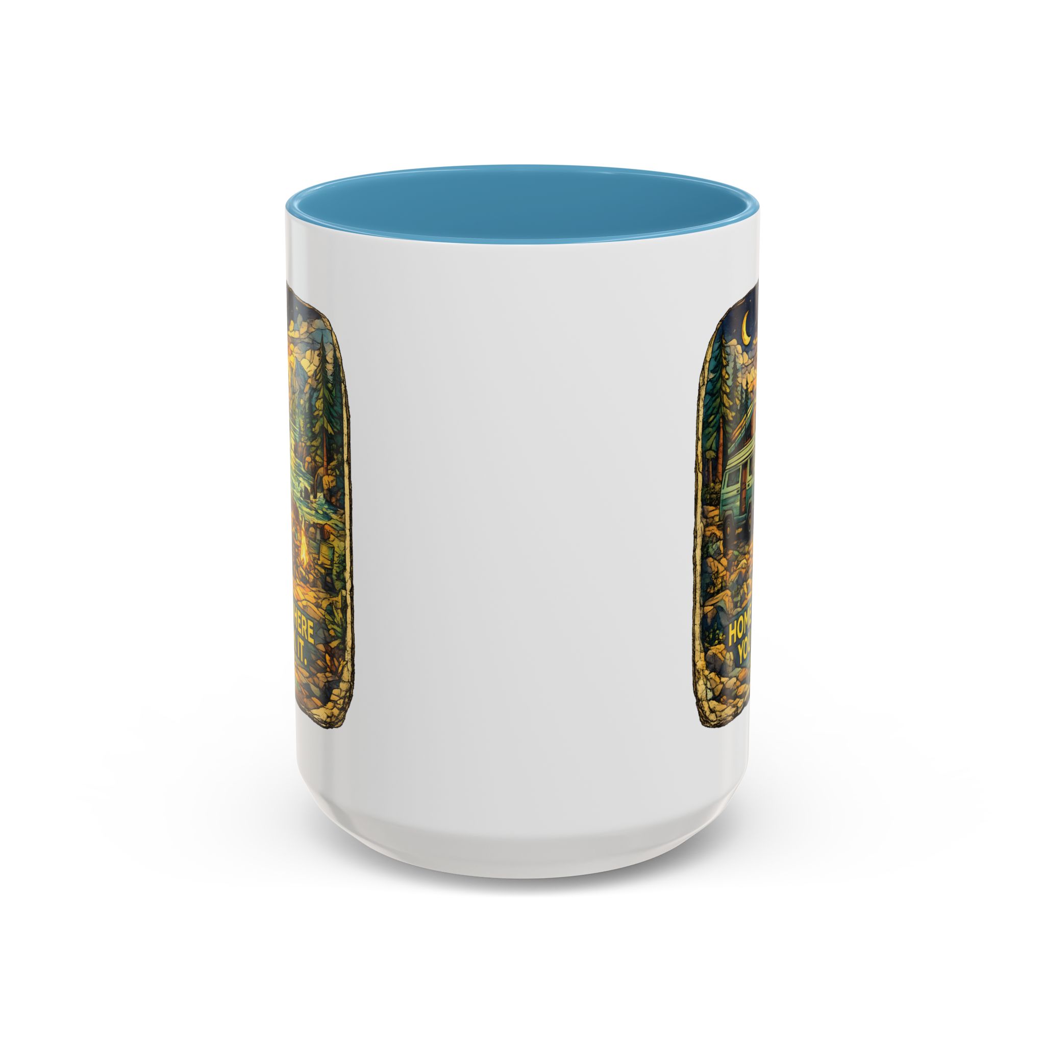 Accent Coffee Mug (11, 15oz) — "Home Is Where You Park It" Design Cubic-Line