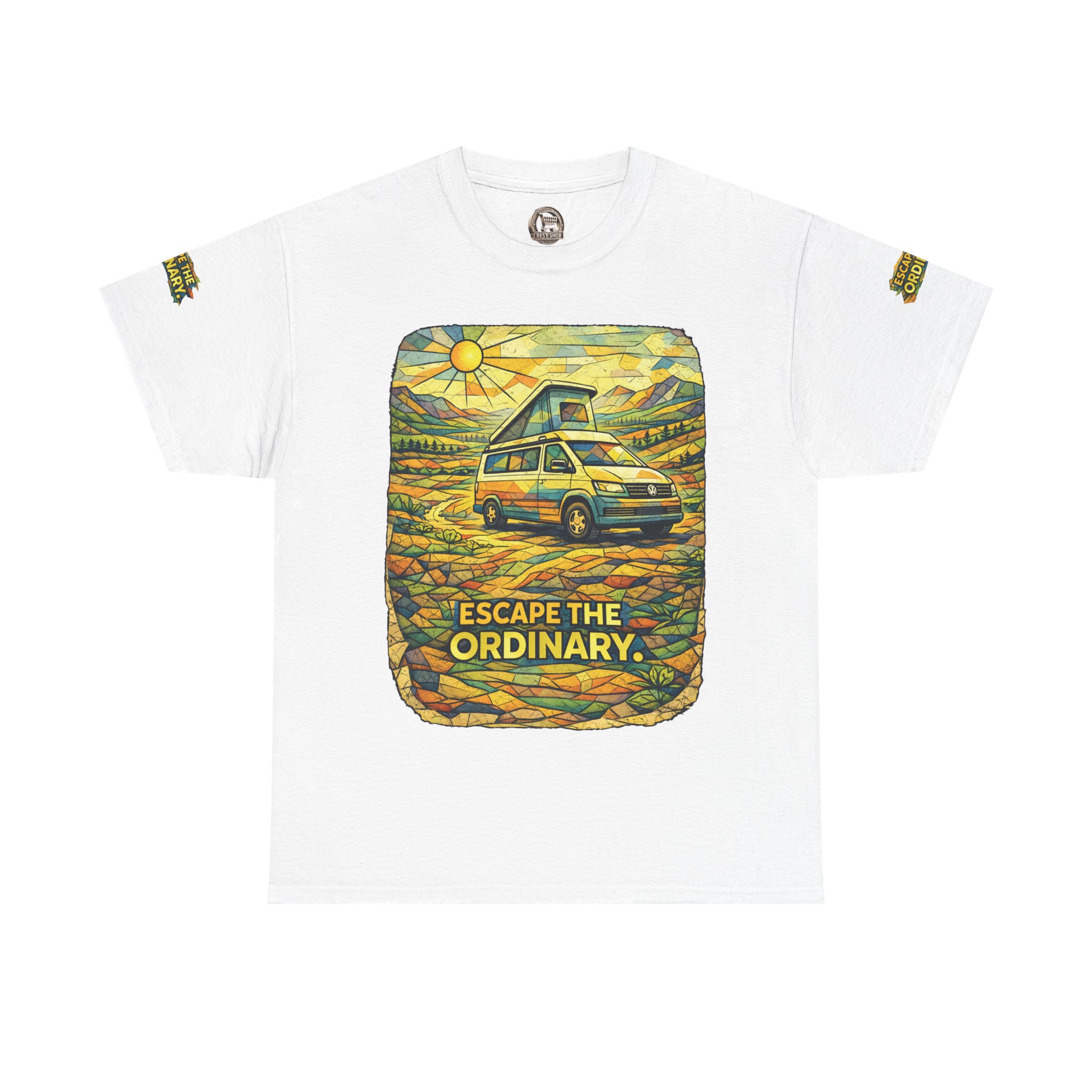 Unisex Heavy Cotton Tee — "Escape The Ordinary" Design Cubic-Line