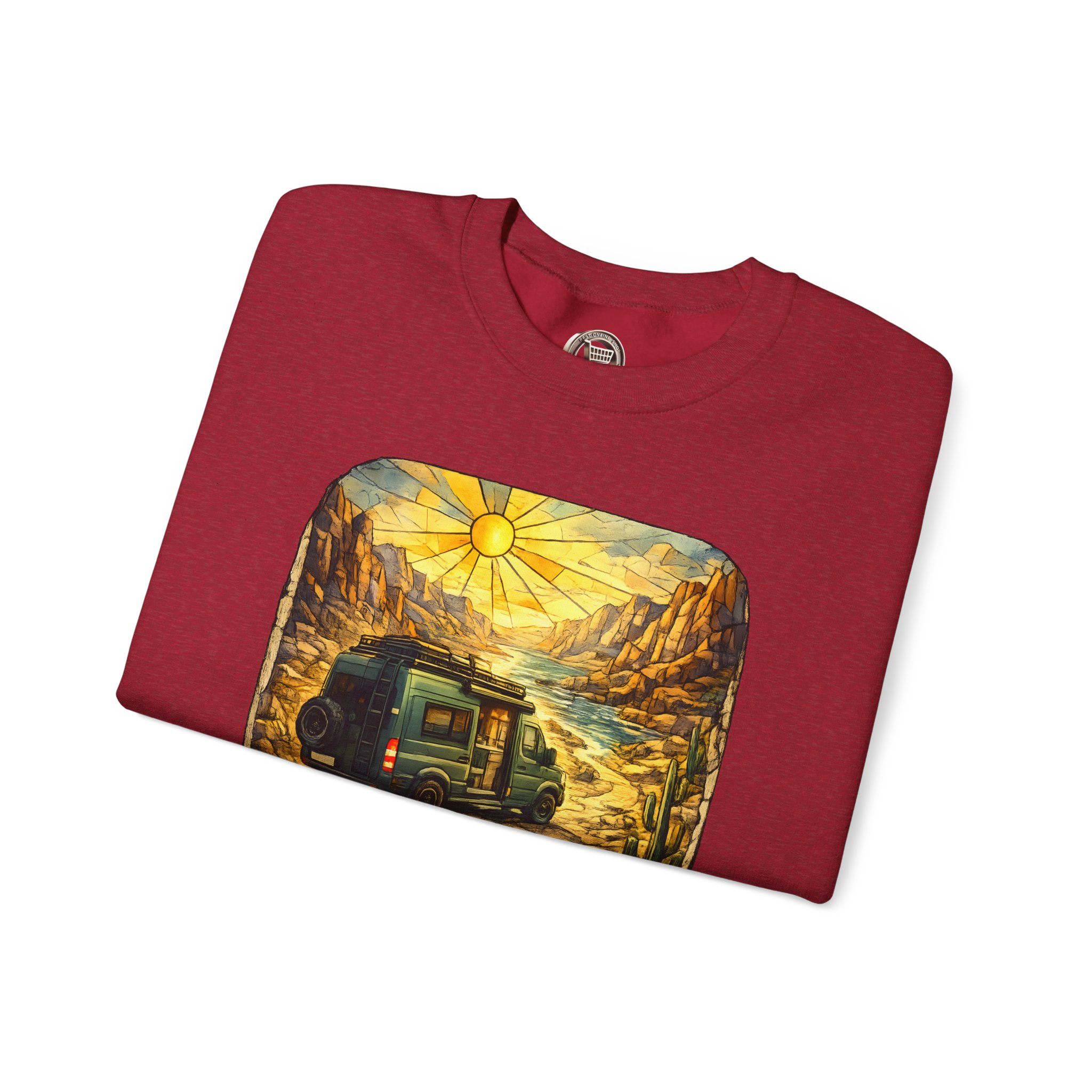 Unisex Heavy Blend™ Crewneck Sweatshirt — "Choose The Road Less Traveled" Design Cubic-Line