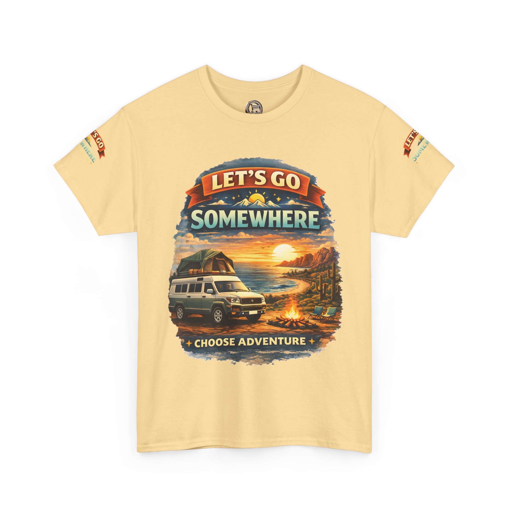 Unisex Heavy Cotton Tee — "Lets Go Somewhere" Design Scenic-Line