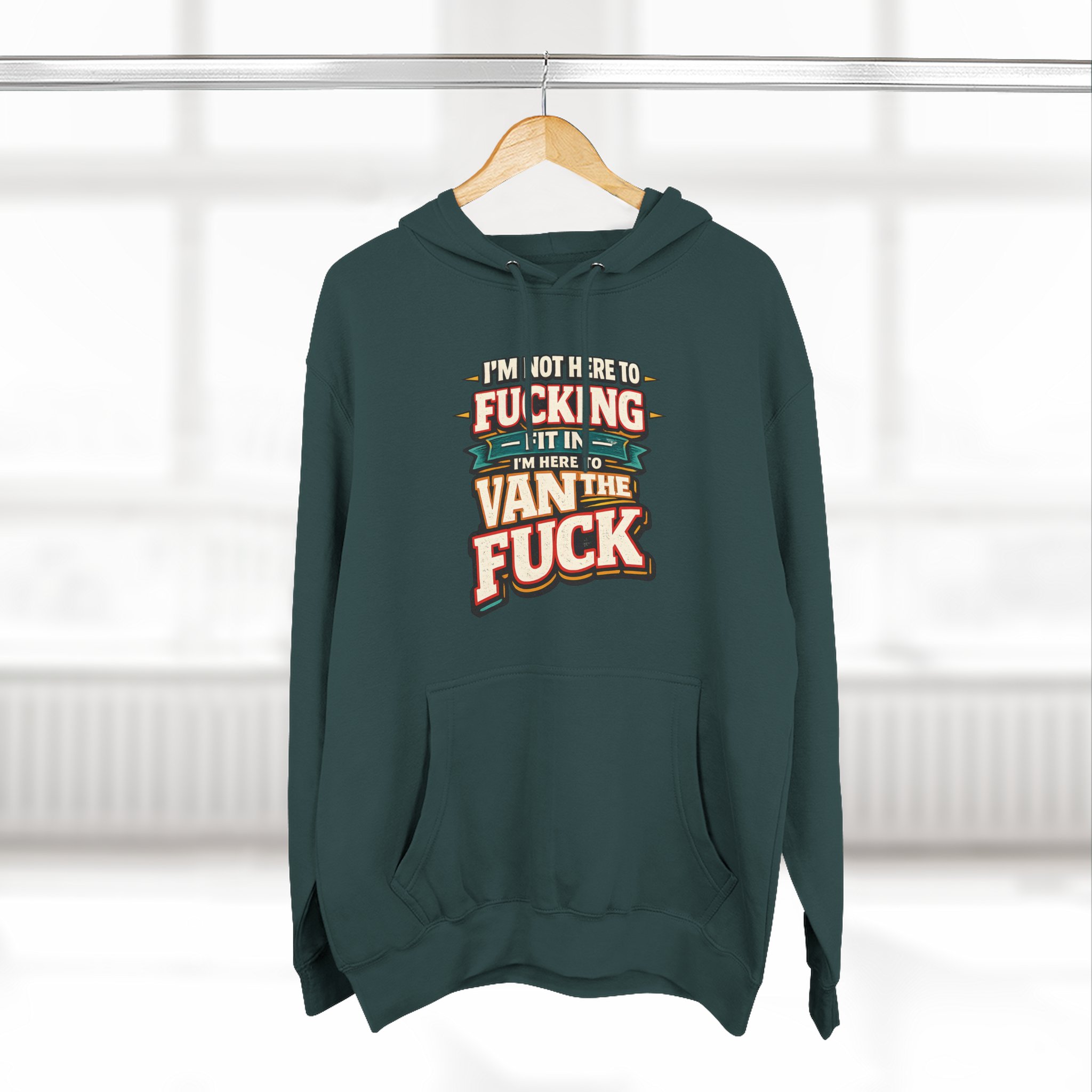 Three-Panel Fleece Hoodie - "I´m Not Here To Fucking Fit In" Design F**K-Line