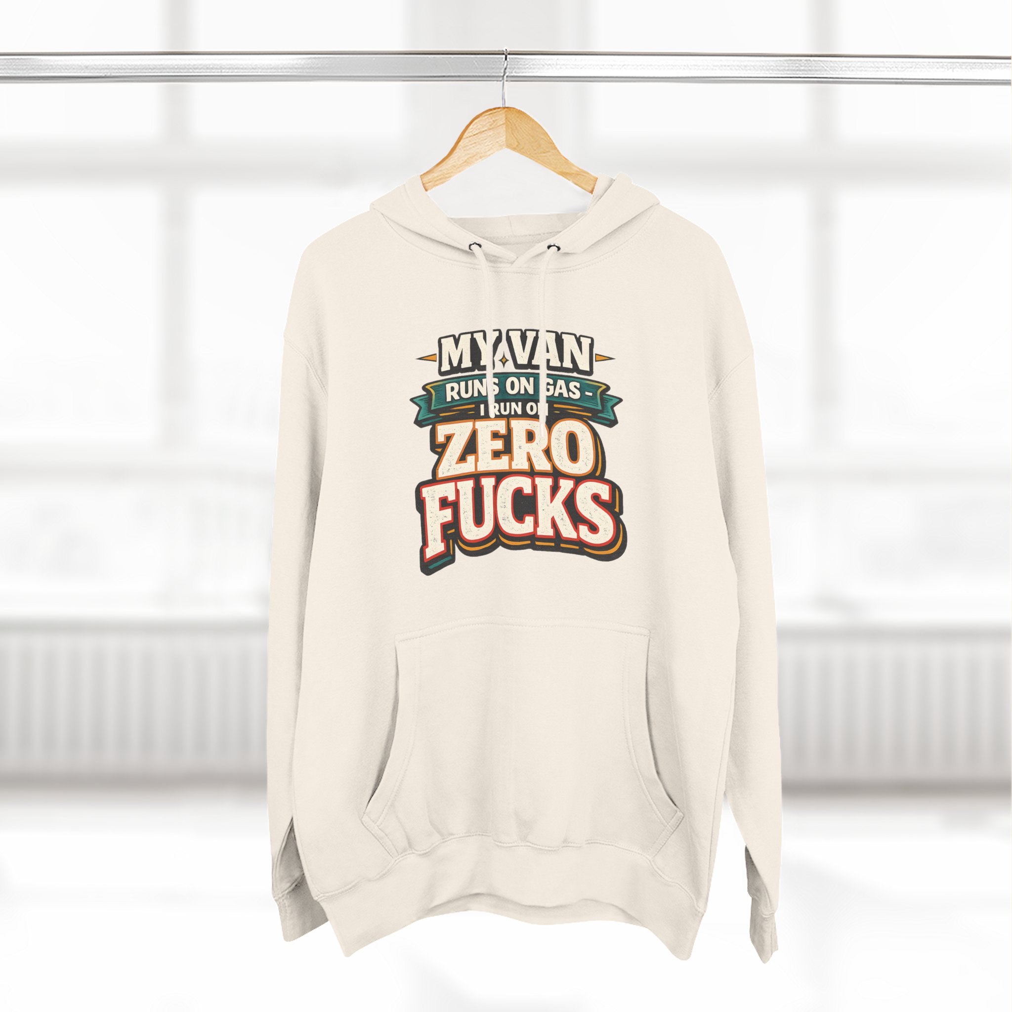 Three-Panel Fleece Hoodie - "My Van Runs On Gas" Design F**K-Line