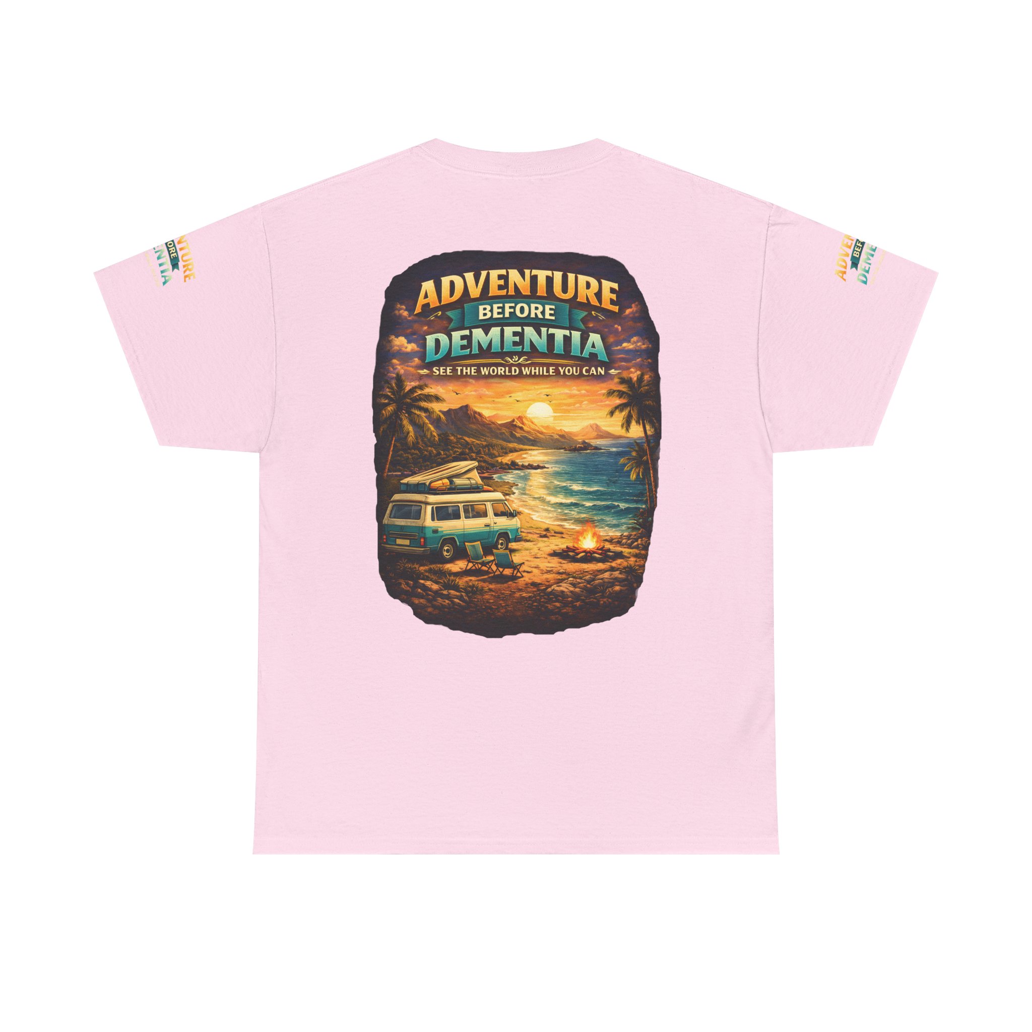 Unisex Heavy Cotton Tee — "Adventure Before Dementia" Design Scenic-Line